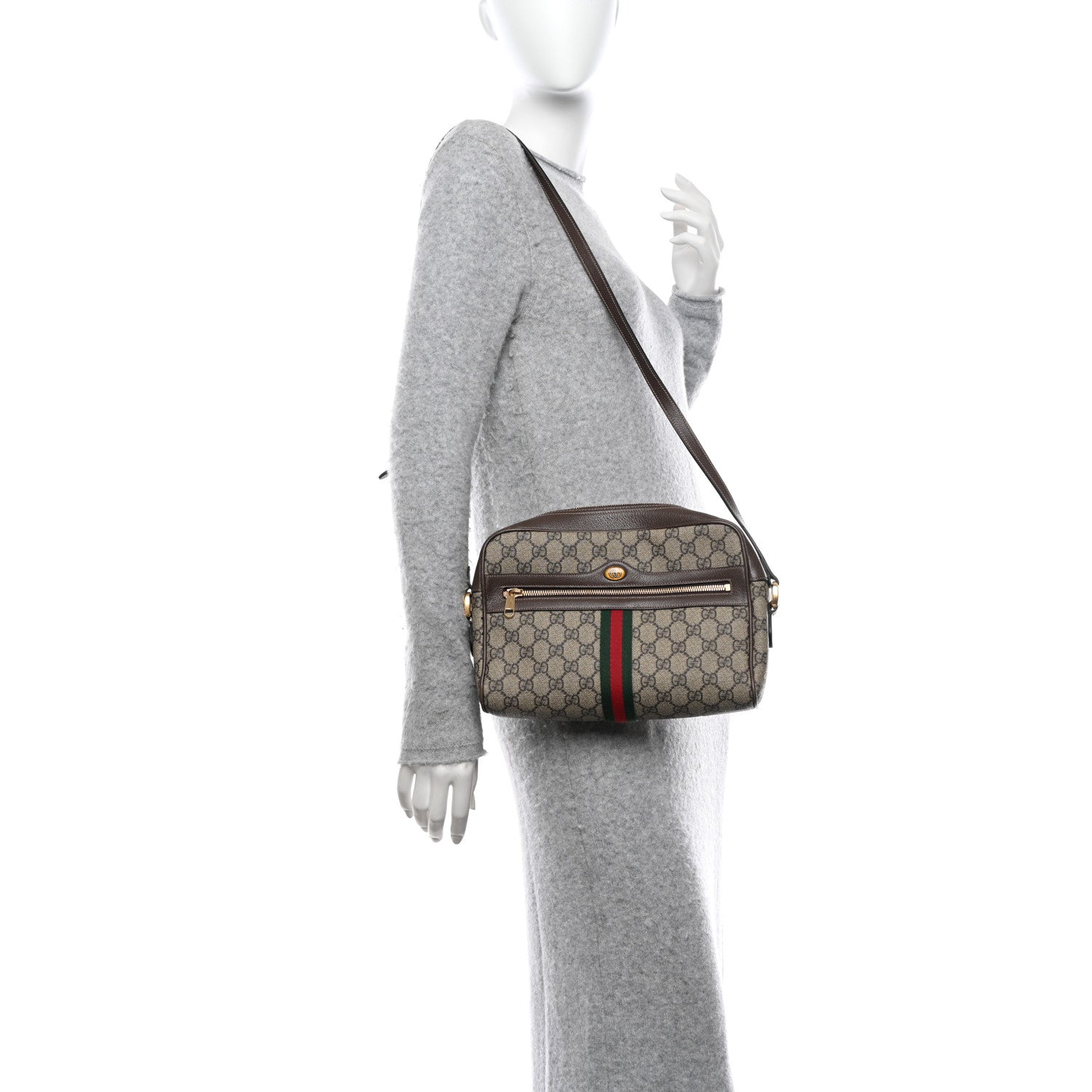 Gucci GG Supreme Monogram Web Small Ophidia Shoulder Bag Brown 2 of 11