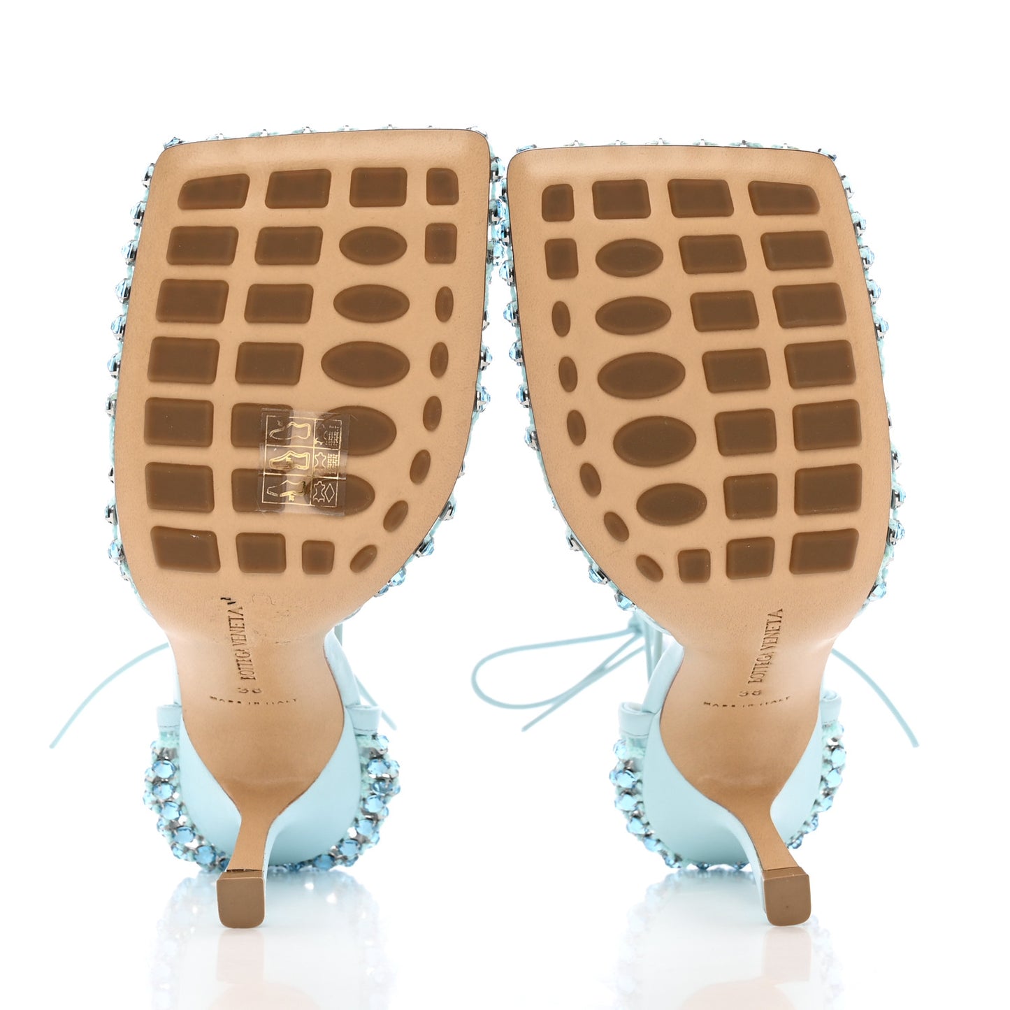 Mesh Nappa Crystal Embellished Sparkle Stretch Ankle Tie Sandals 38 Pale Blue