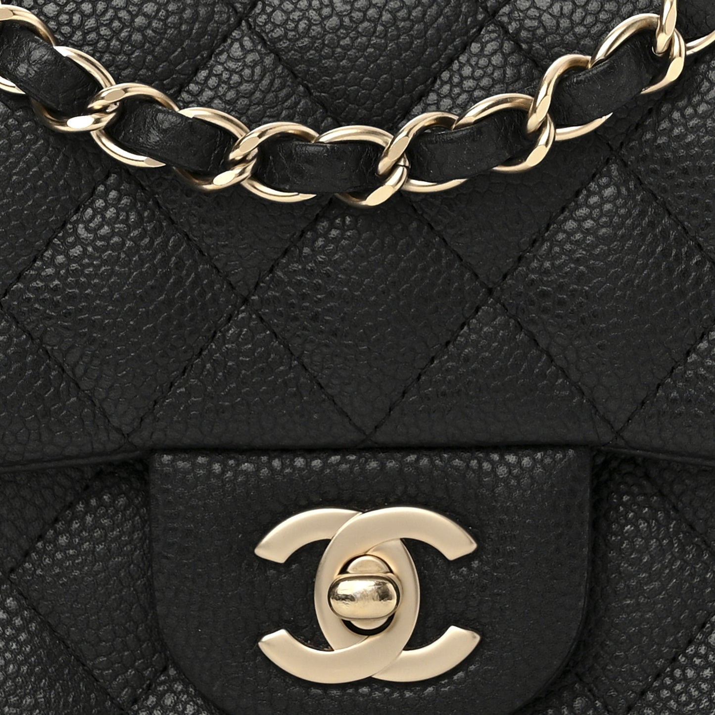 Caviar Quilted Mini Square Flap Black