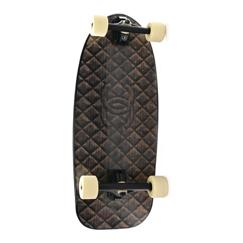 Lacquered Wood Logo Cruiser Skateboard Black Beige