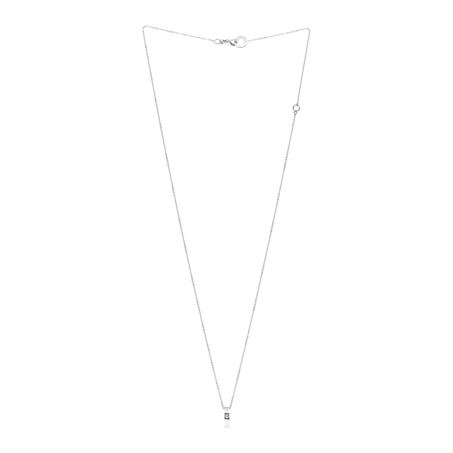 18K White Gold Diamond D Side Pendant Necklace