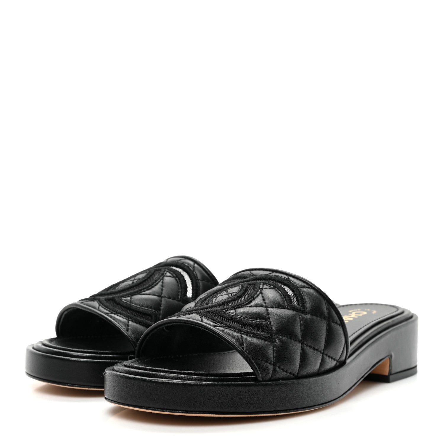 Chanel Lambskin Quilted CC Mules 38 Black 2 of 8