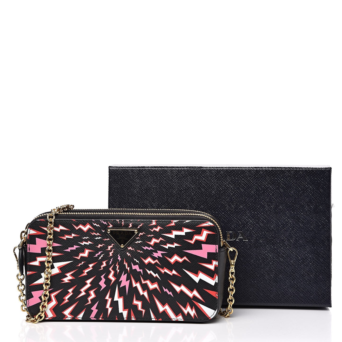 X UNIVERSAL STUDIOS Saffiano Thunder Frankenstein Mini Double Zip Chain Crossbody Bag Lacca