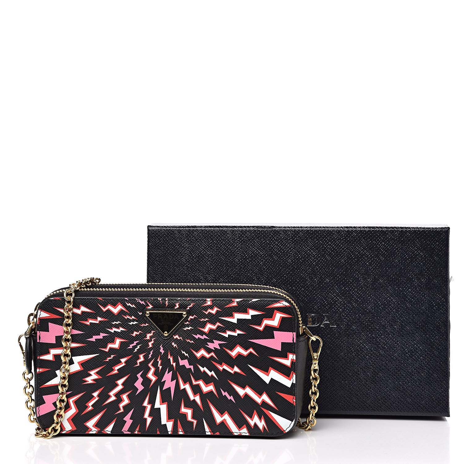 Prada X UNIVERSAL STUDIOS Saffiano Thunder Frankenstein Mini Double Zip Chain Crossbody Bag Lacca 11 of 11