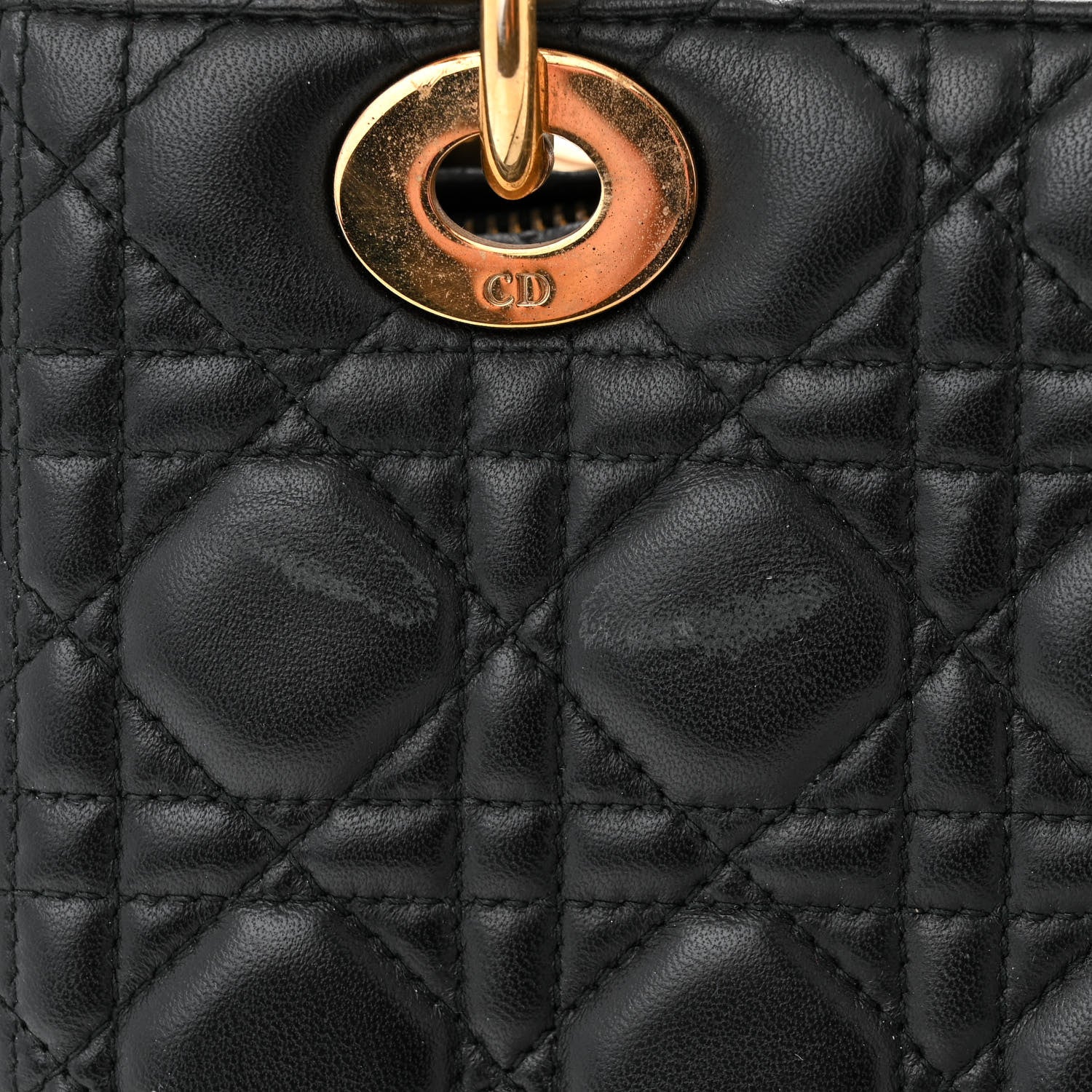 Christian Dior Lambskin Cannage Medium Lady Dior Black 11 of 11