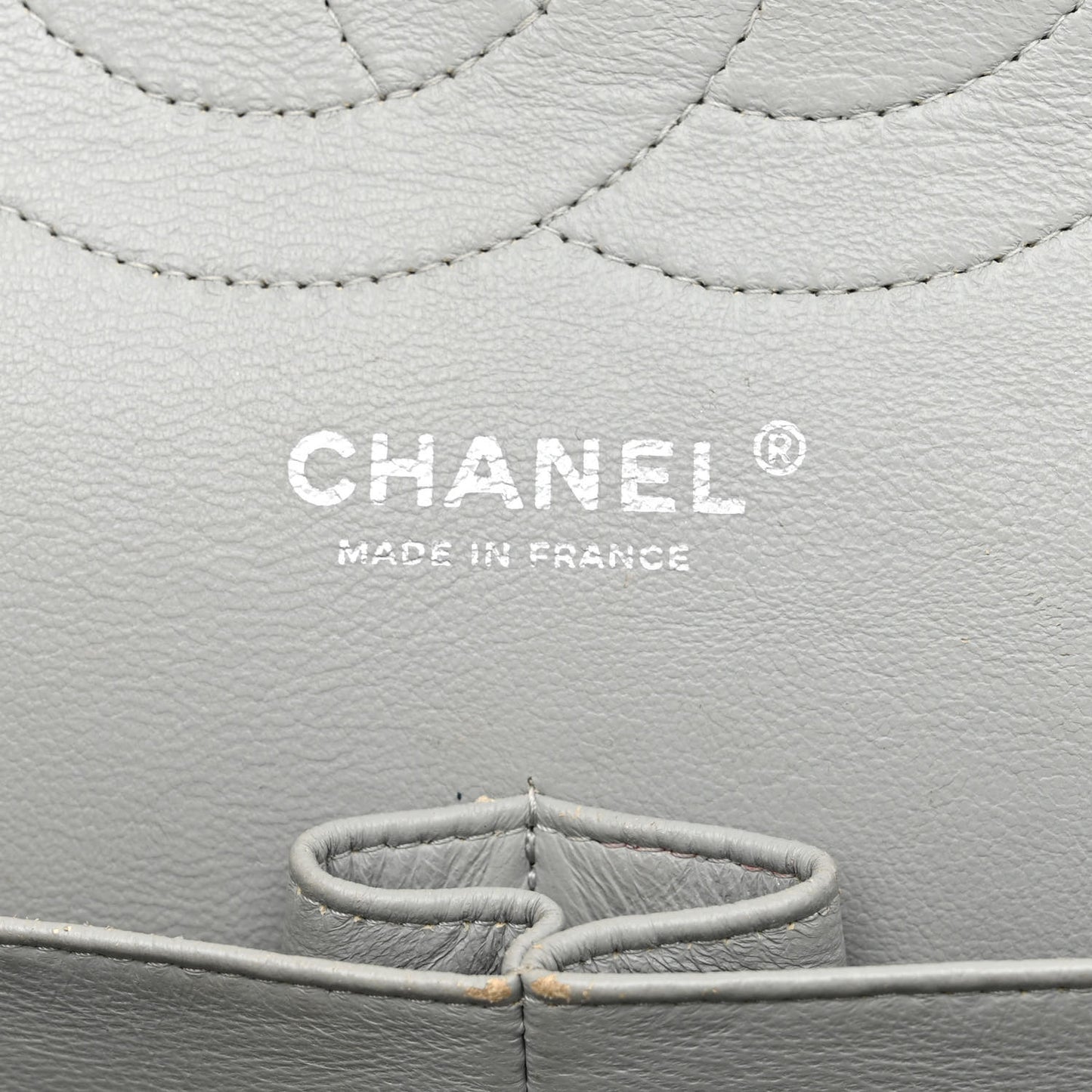 Caviar Quilted Jumbo Double Flap Grey