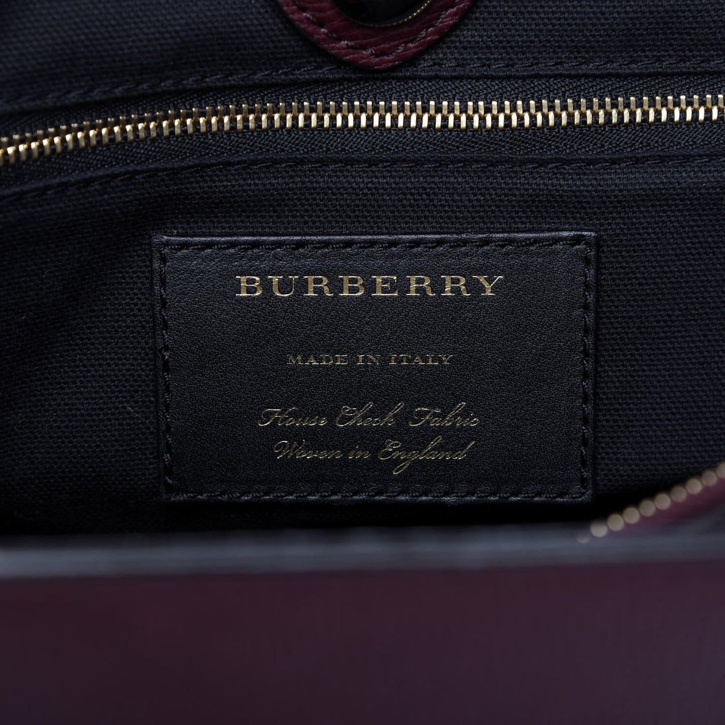 Grainy Calfskin House Check Medium Banner Tote Mahogany Red