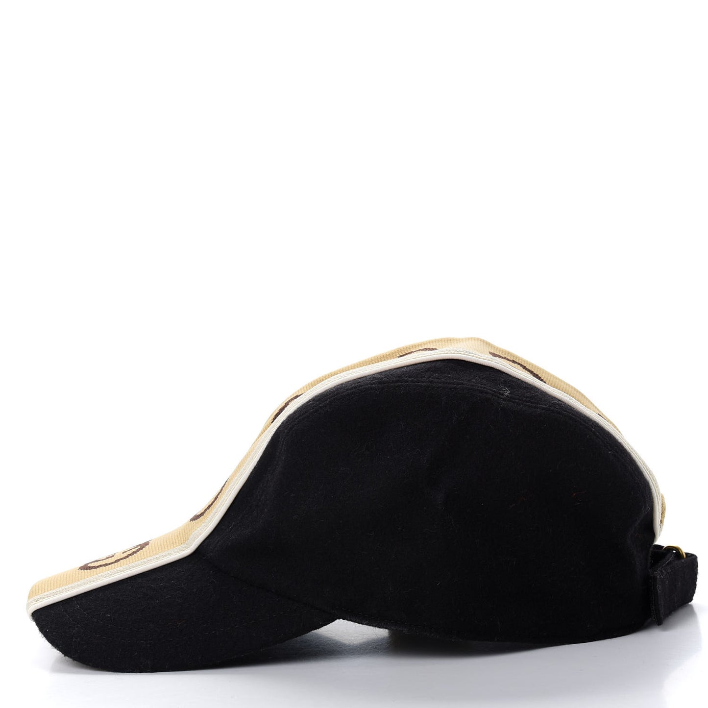 Wool Interlocking GG Stripe Baseball Hat L Black