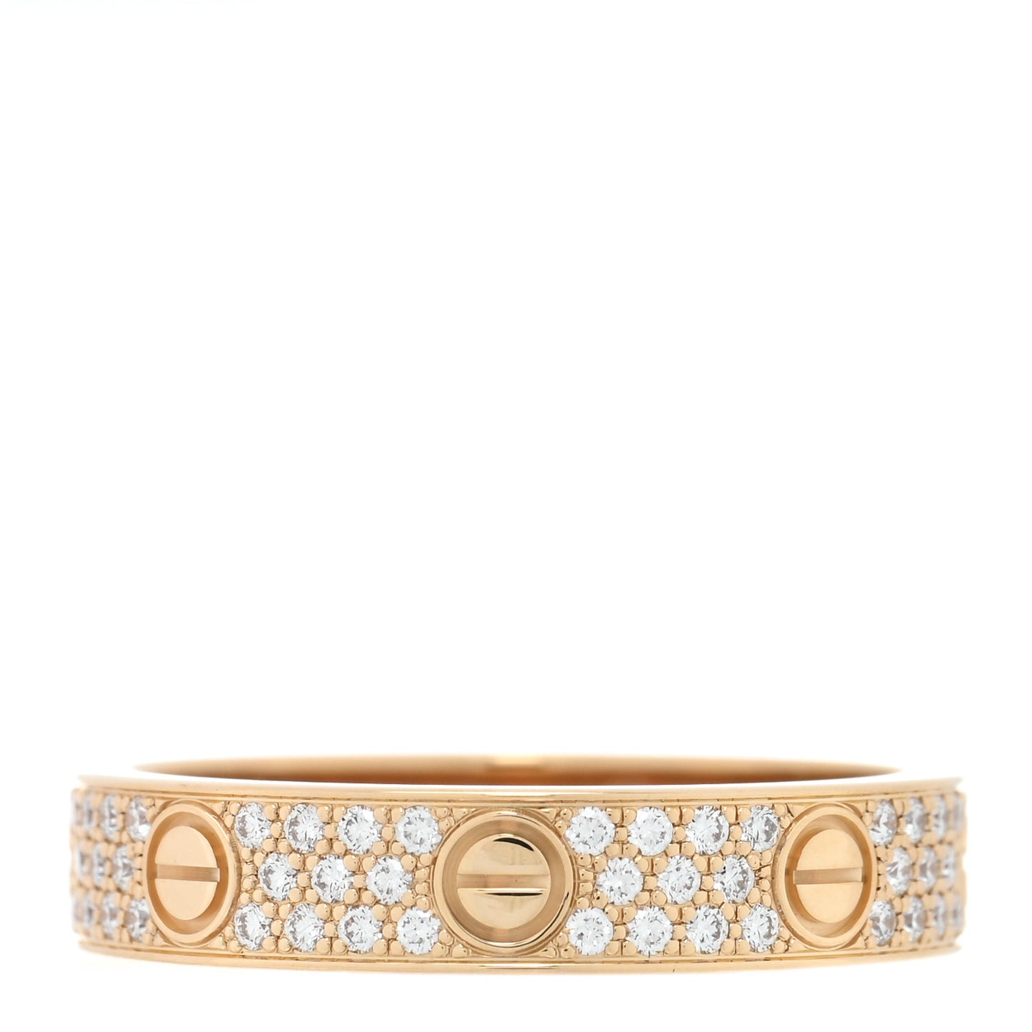 18K Yellow Gold Diamond 4mm LOVE Wedding Paved Band Ring 52 6