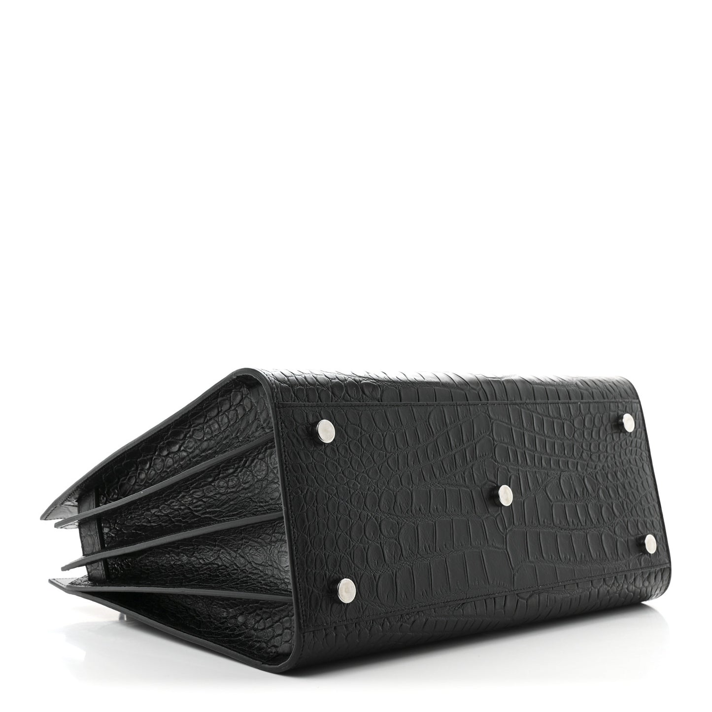 Calfskin Crocodile Embossed Small Sac de Jour Black