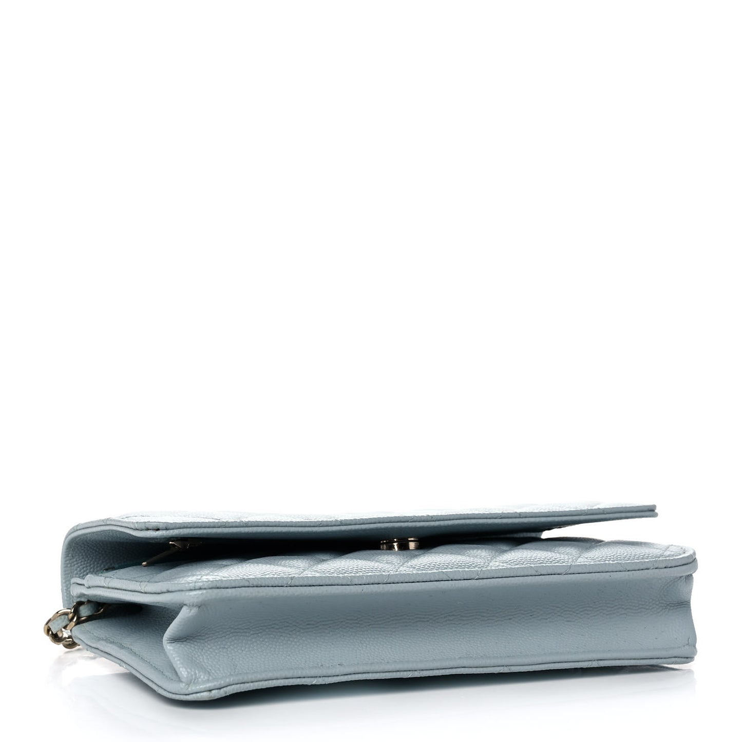 Caviar Quilted Wallet On Chain WOC Light Blue