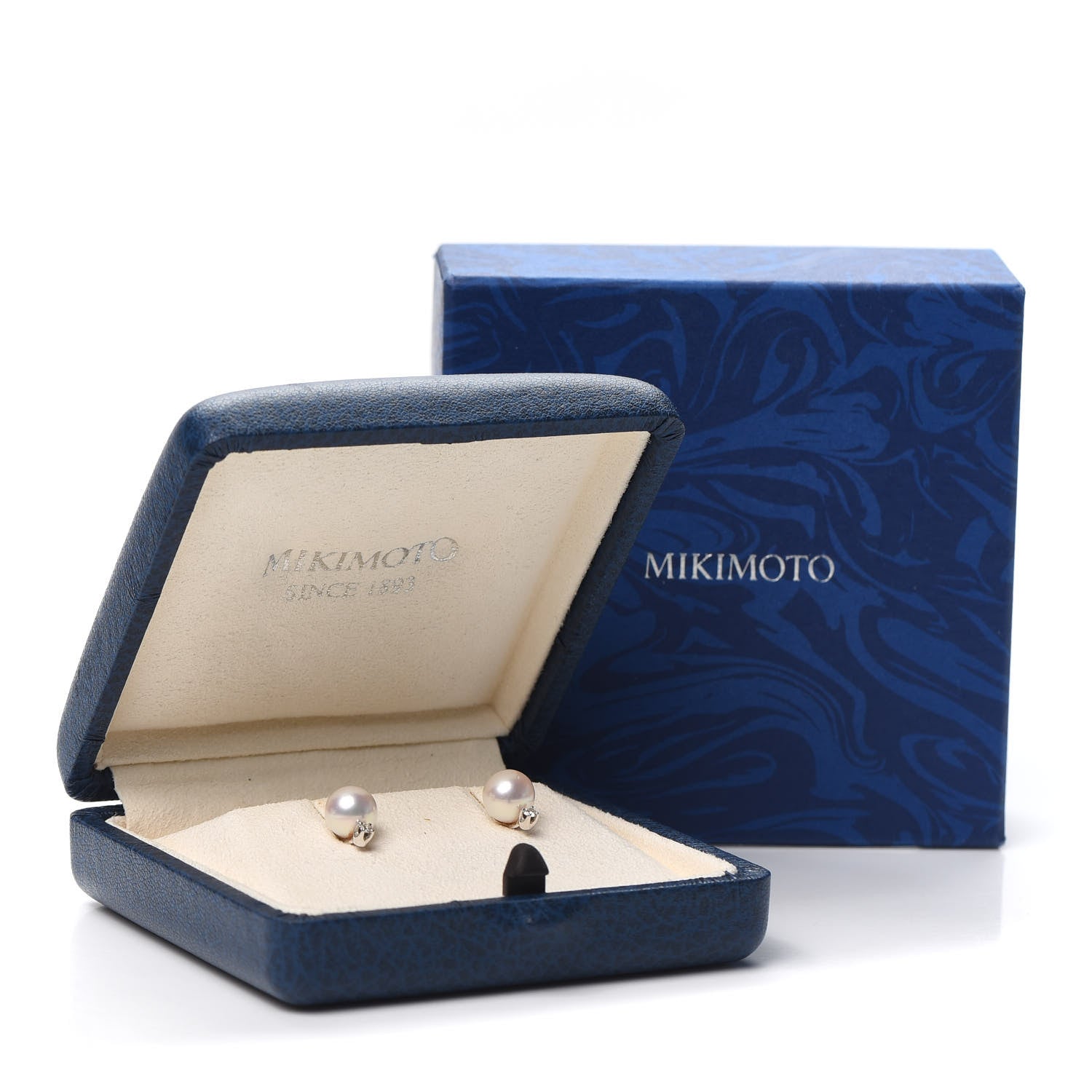 Mikimoto 18K White Gold Diamond Akoya Pearl 7-7.5mm Stud Earrings 5 of 5
