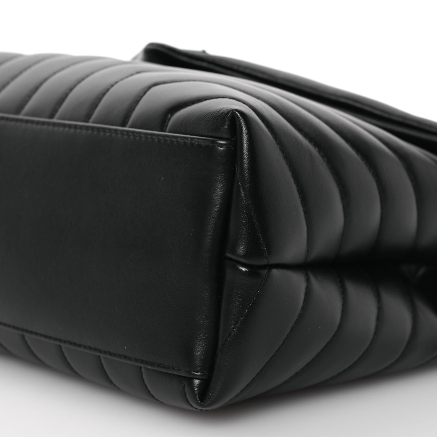 Calfskin Y Quilted Monogram Monochrome Medium Loulou Chain Satchel Black