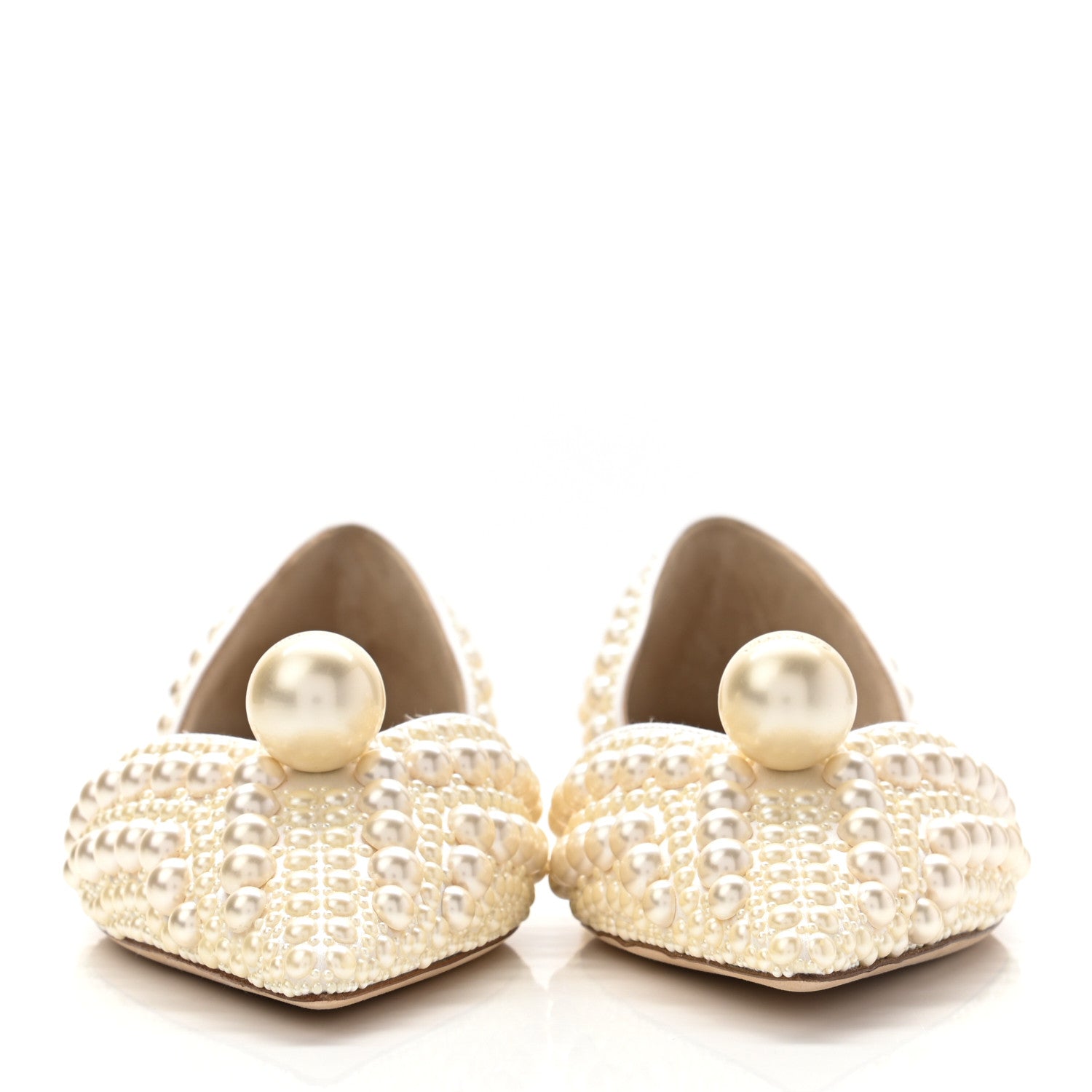 Jimmy Choo Pearl Satin Sabine Flats 39 White 2 of 8