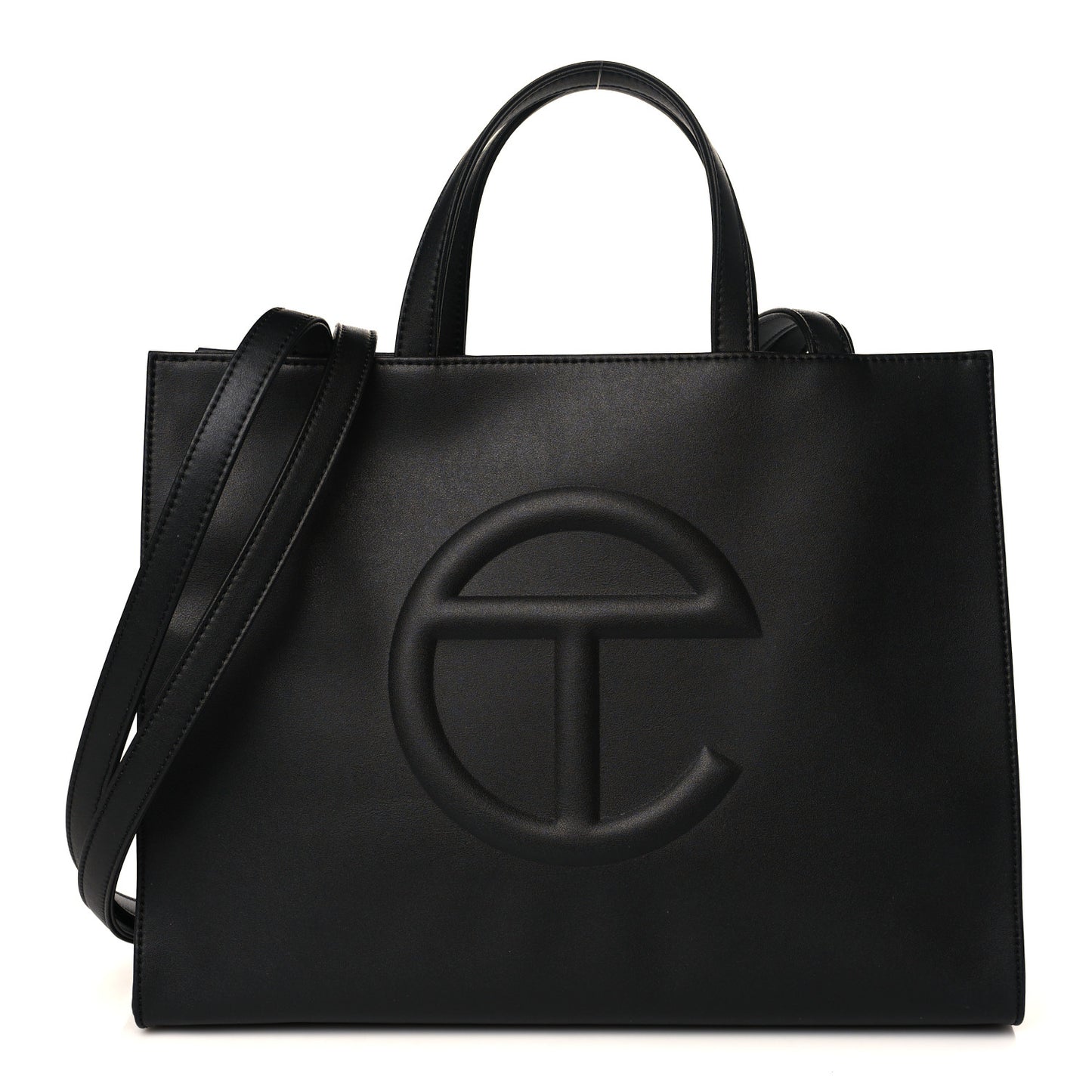 Vegan Leather Medium Shopping Bag Black