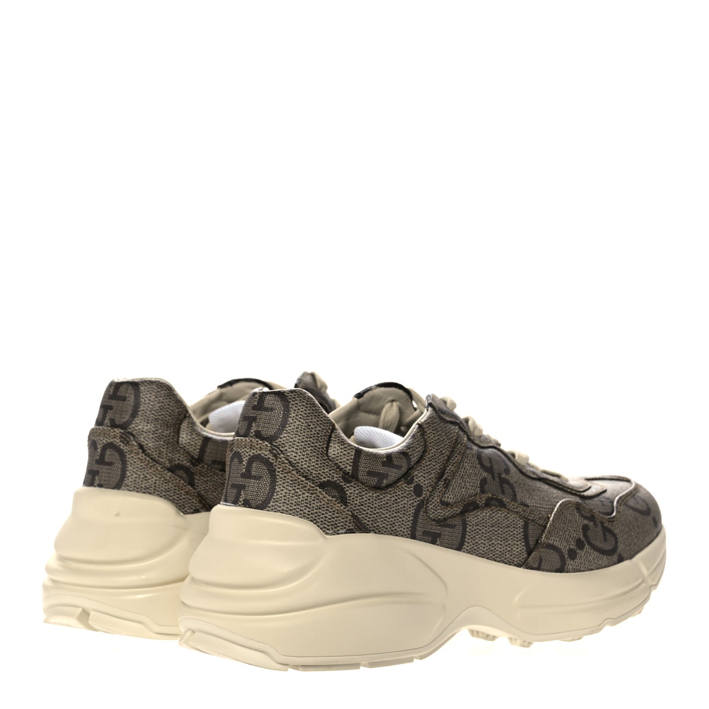 Maxi GG Supreme Monogram Gucci 100 Womens Rhyton Sneakers 37 Beige Ebony