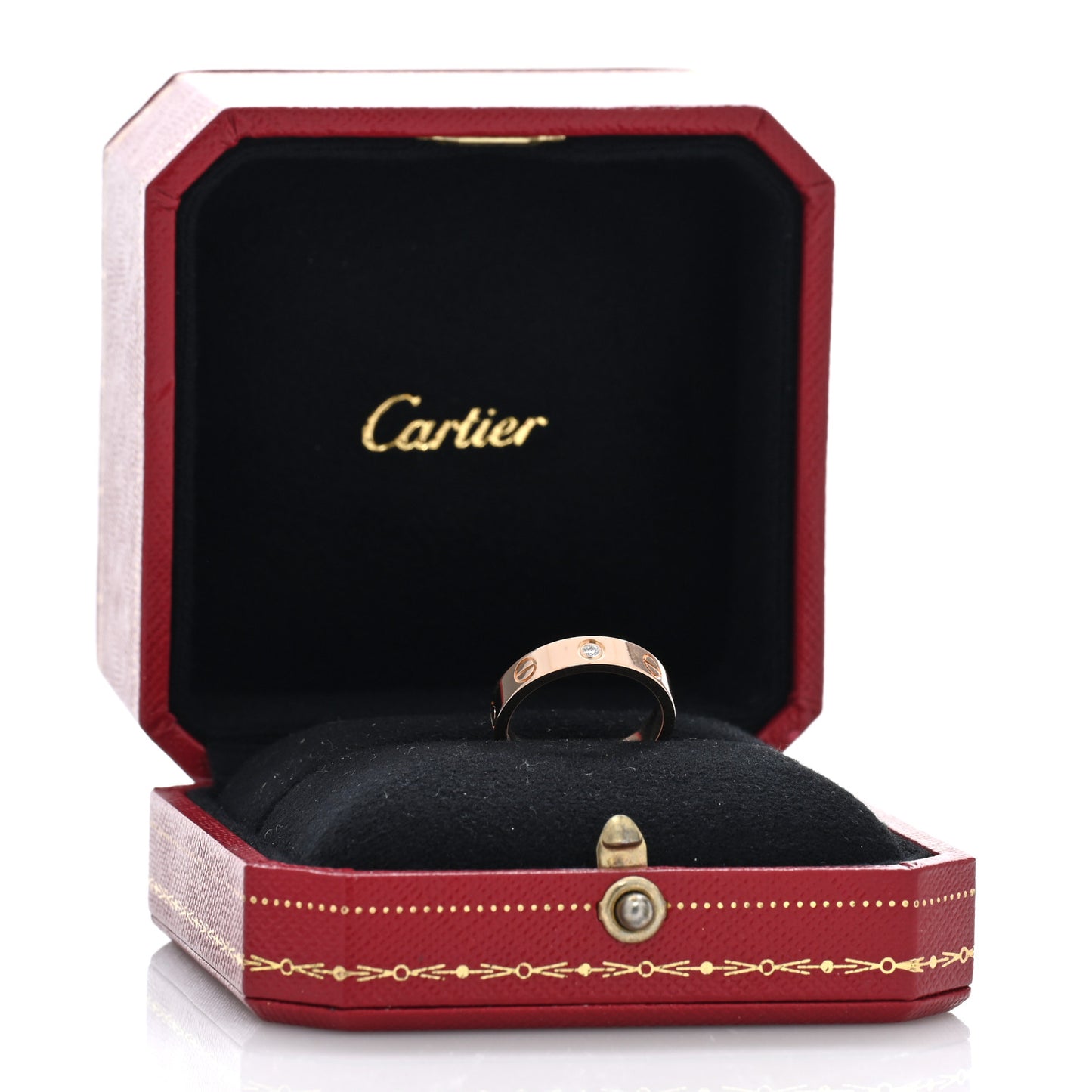 18K Pink Gold Diamond 4mm LOVE Ring 50 5.25