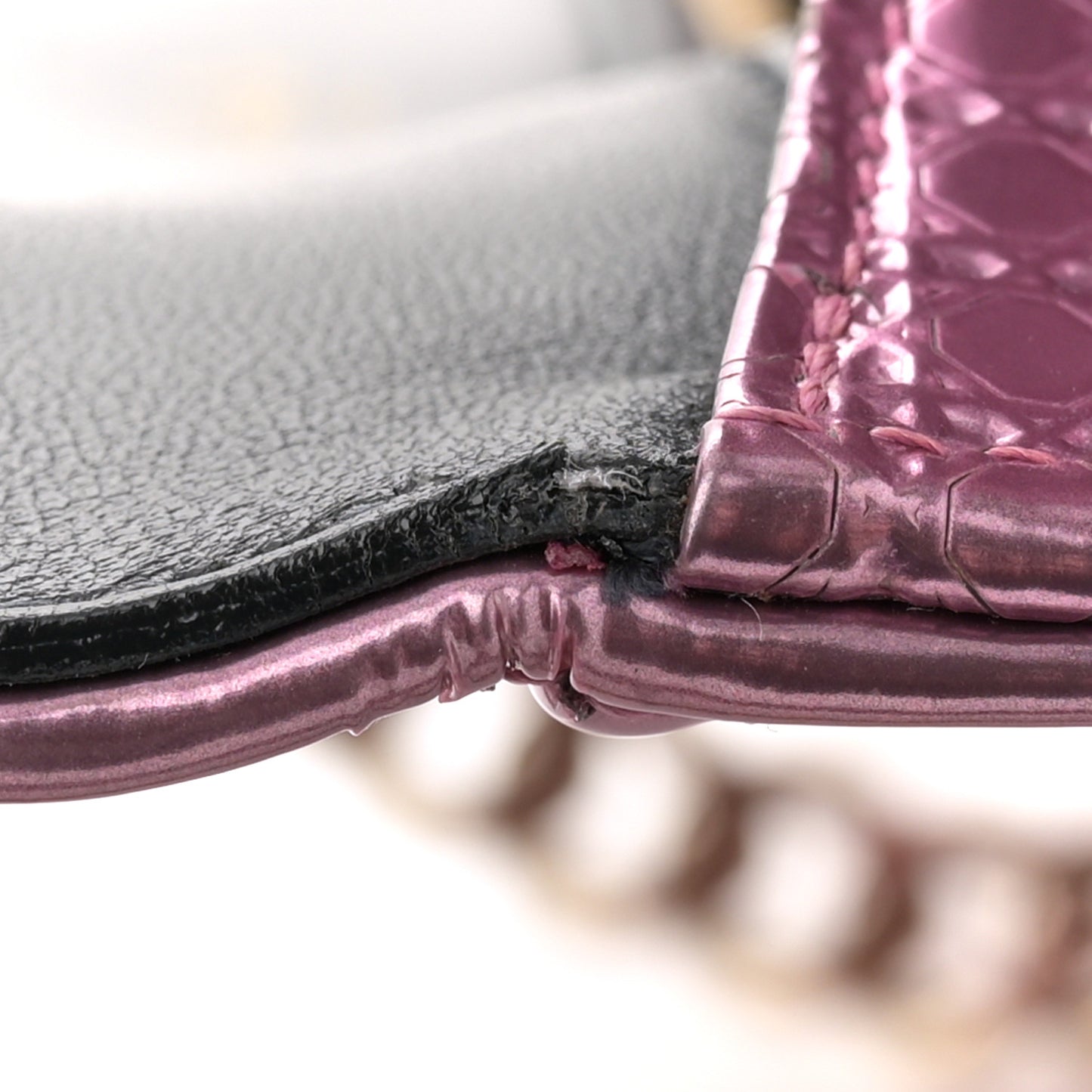 Metallic Patent Micro-Cannage Medium Diorama Flap Bag Pink