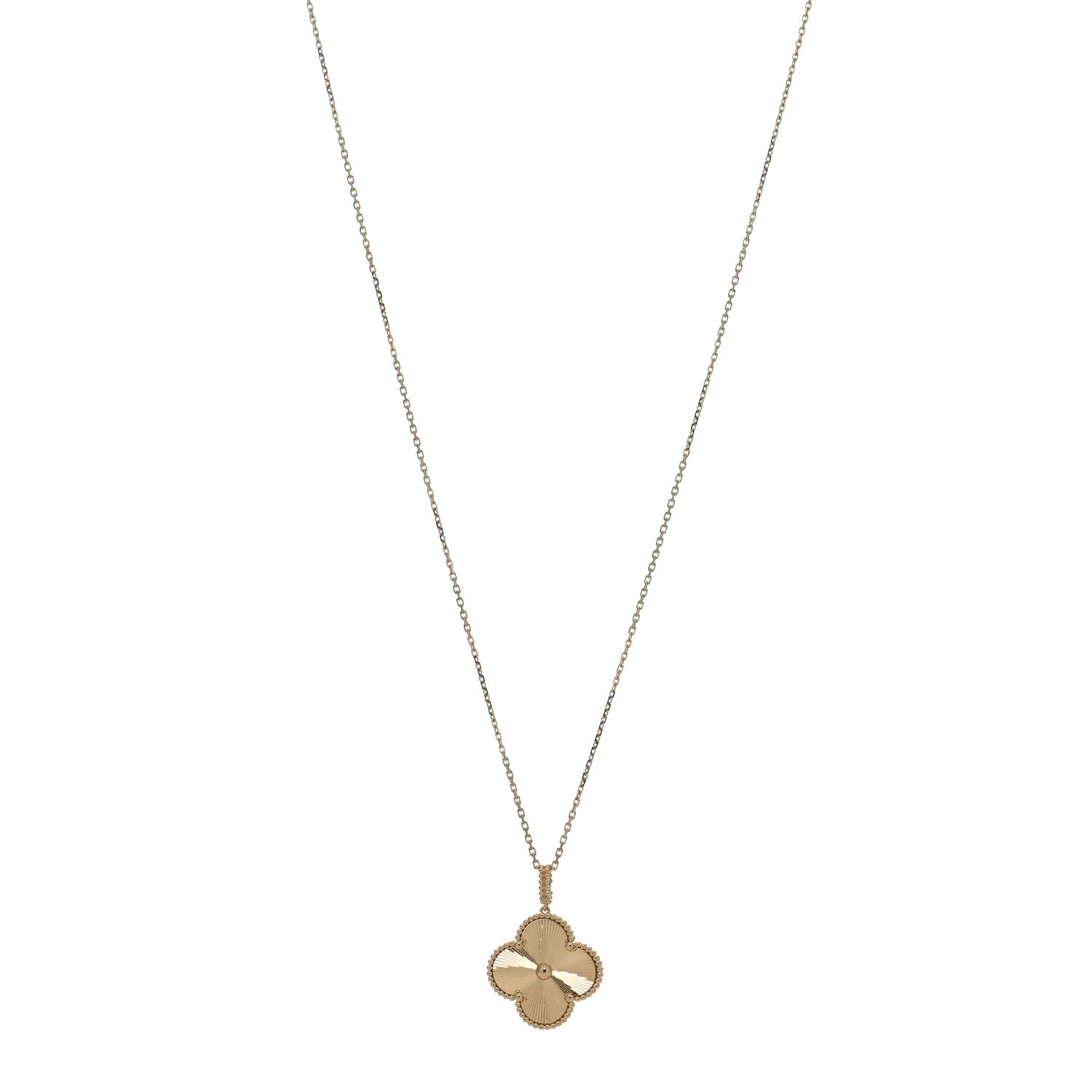 Van Cleef & Arpels 18K Yellow Gold Guilloche Magic Alhambra Long Necklace 1 of 5