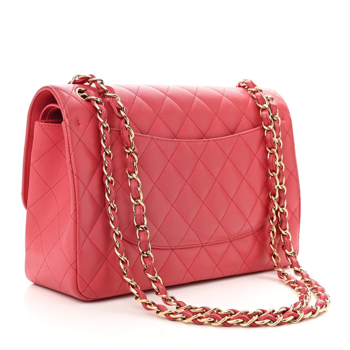 Caviar Quilted Jumbo Double Flap Red