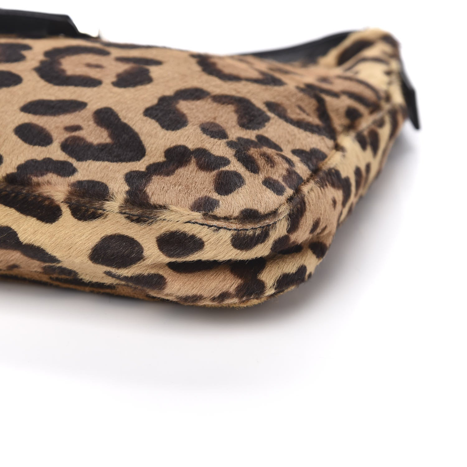 Fendi Calf Hair Leopard Print Shoulder Bag Brown Black 10 of 11