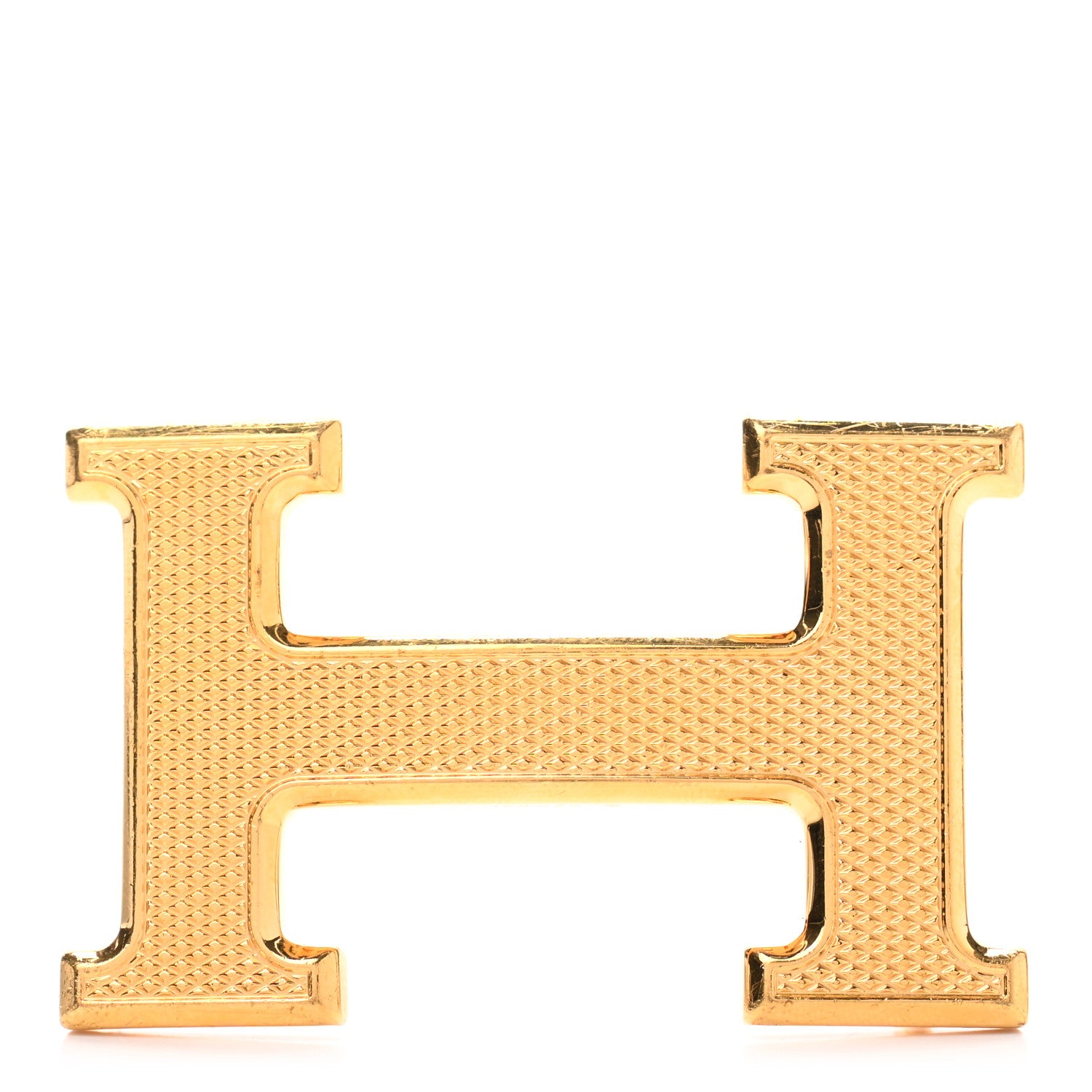 Hermes Guilloche 32mm H Belt Buckle Gold 1 of 4