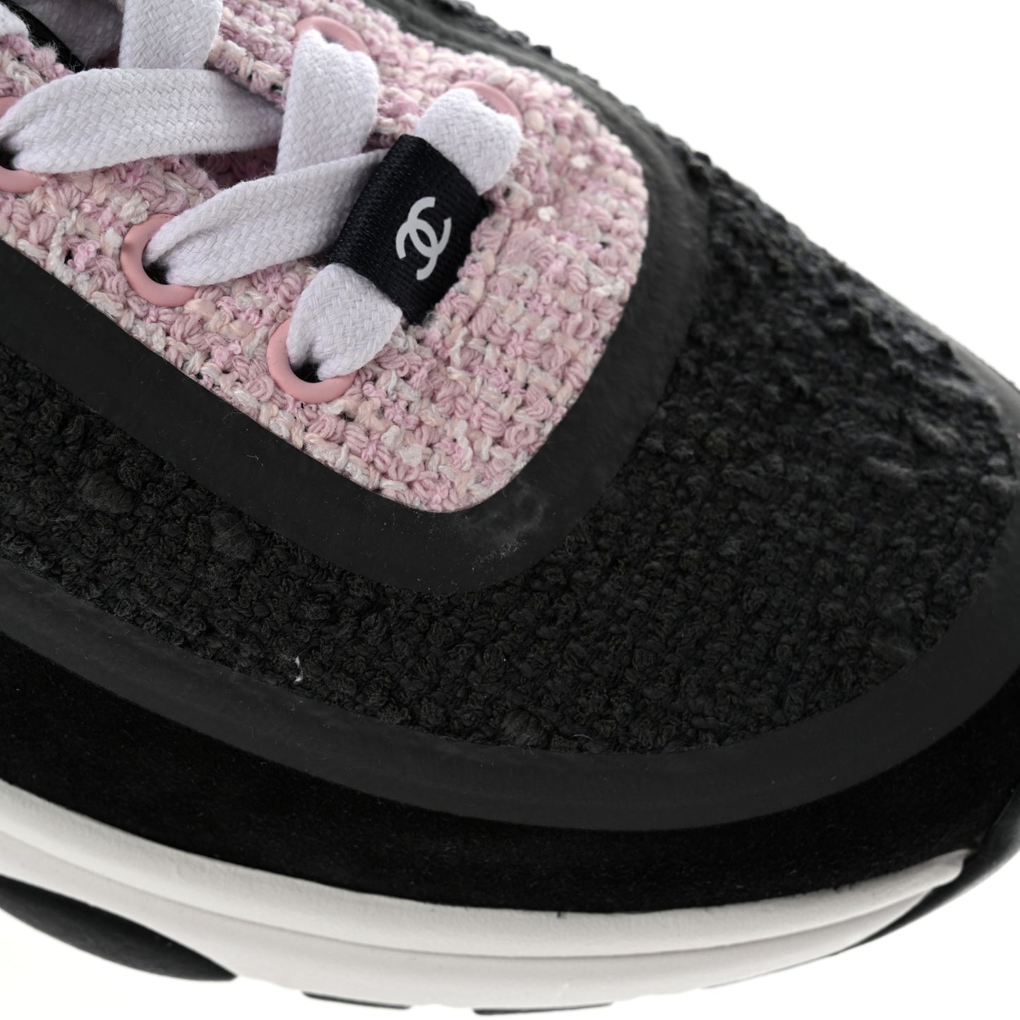 Tweed Suede Calfskin CC Sneakers 39 Gray Pink