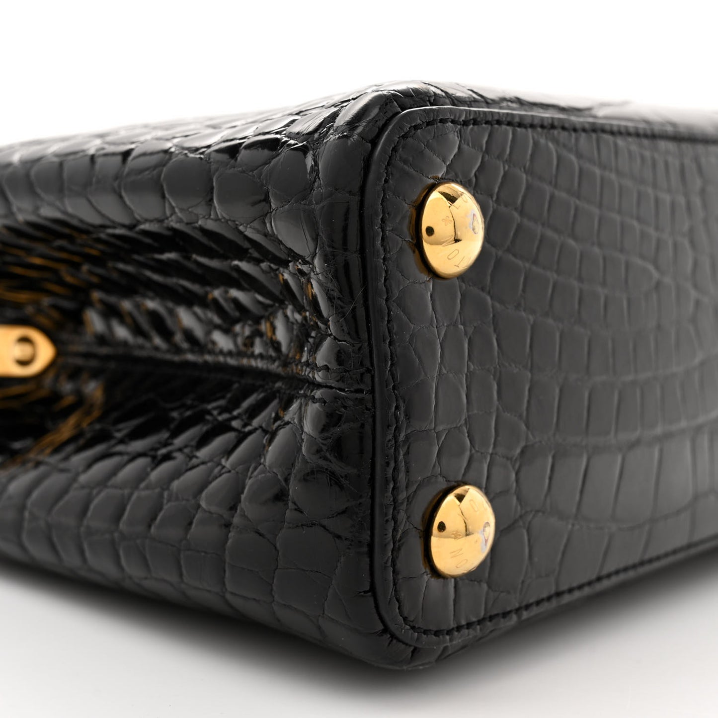 Brilliant Alligator Capucines BB Black