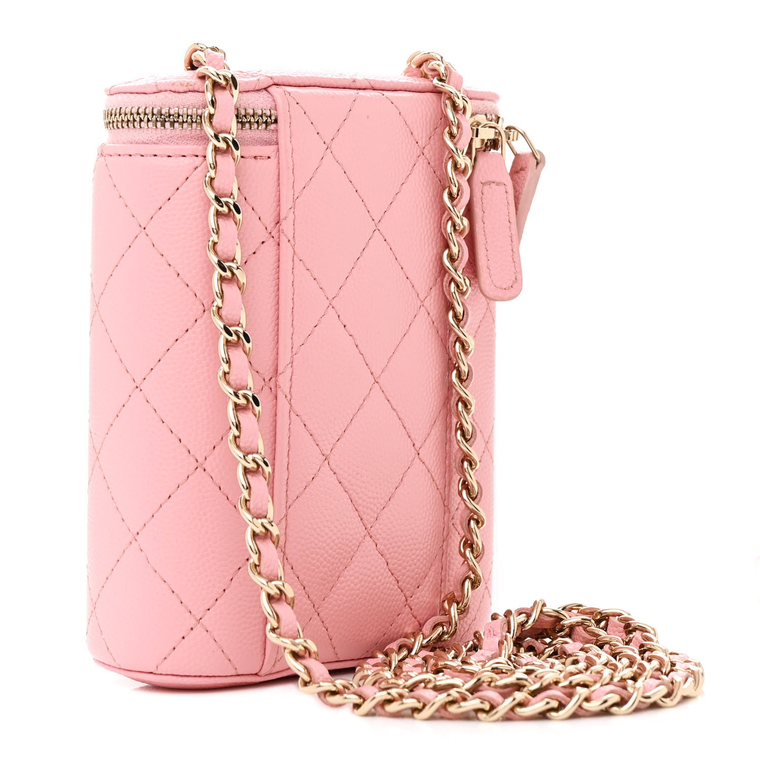 Chanel Caviar Quilted Small Vertical Coco Beauty Vanity Case With Chain Pink 3 of 13