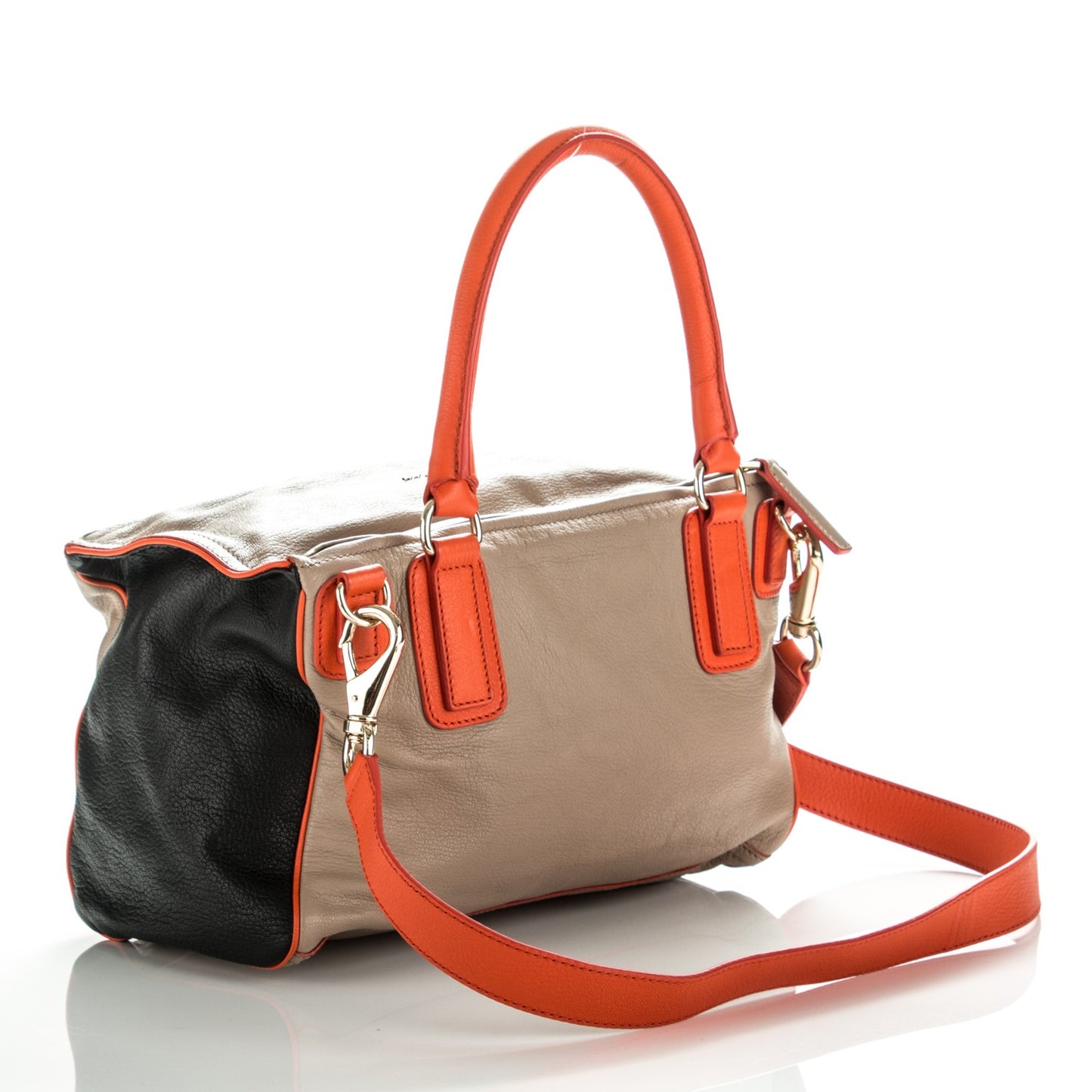 Sugar Goatskin Large Tri-Color Pandora Taupe Black Orange