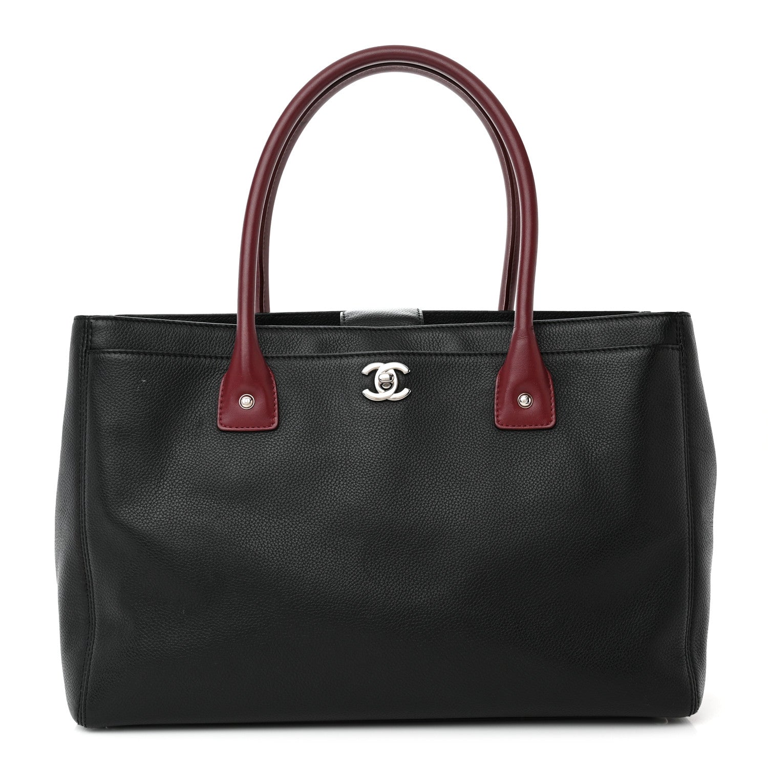Chanel Calfskin Cerf Executive Shopper Tote Burgundy Black 1 of 15