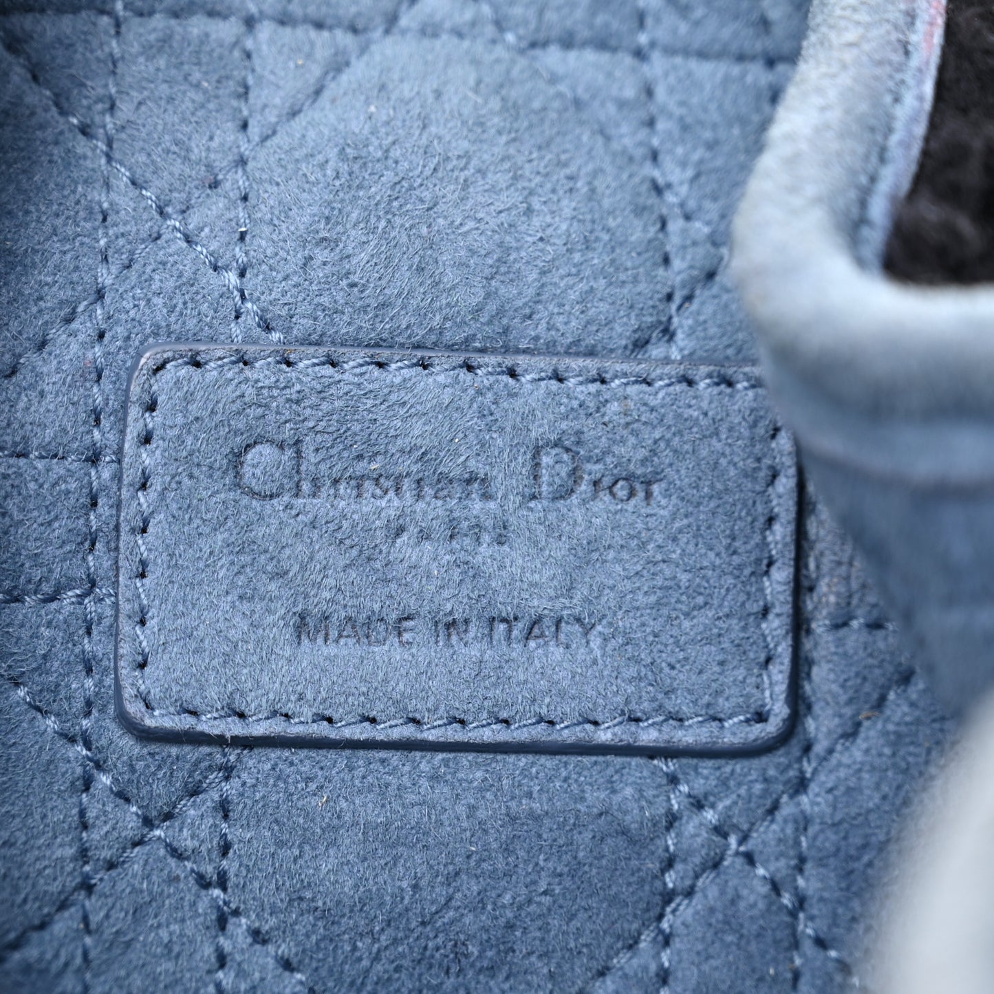 Shearling Suede C'est Dior Cannage Bucket Bag Navy