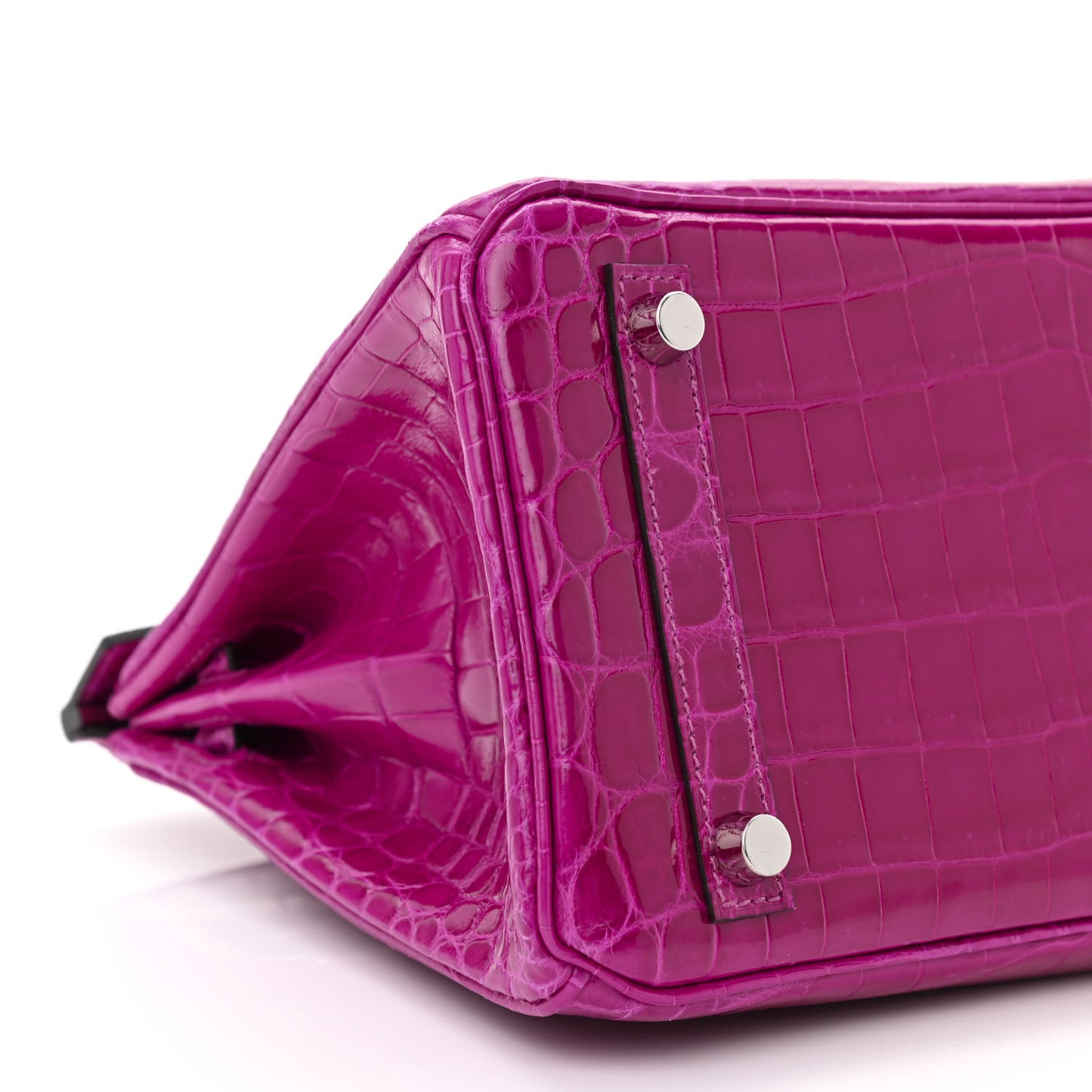 Shiny Niloticus Crocodile Birkin 25 Rose Pourpre