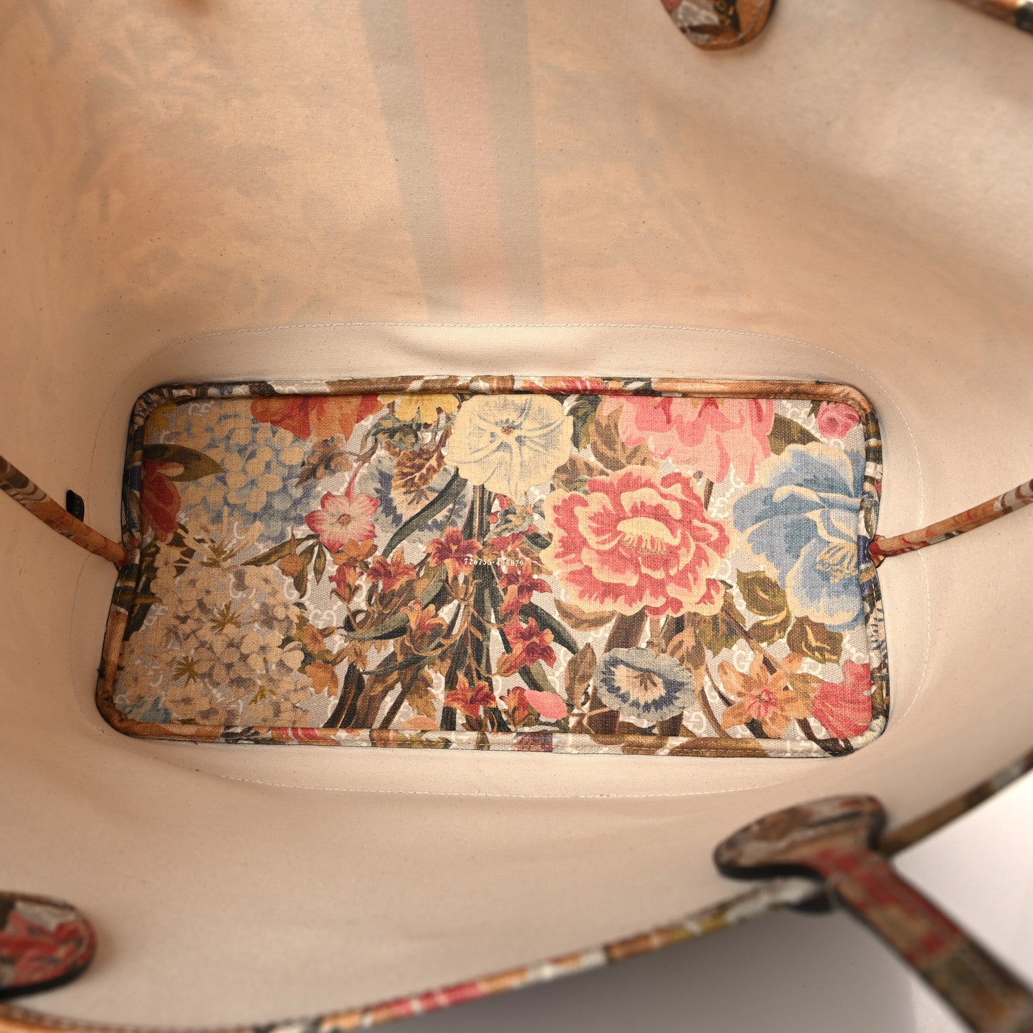 Gucci GG Supreme Monogram Water Flora Web Large Ophidia Tote Beige White Multicolor 6 of 12