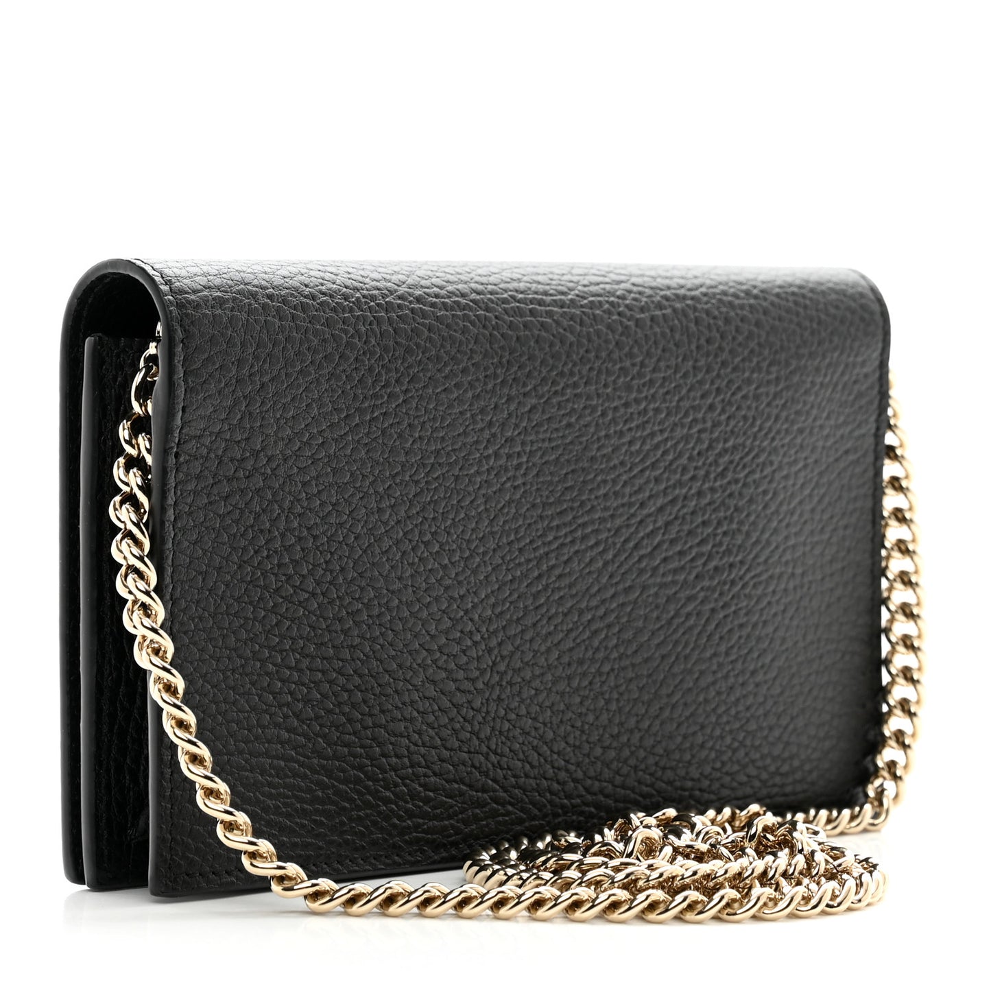 Dollar Calfskin Medium Betty Chain Wallet Black