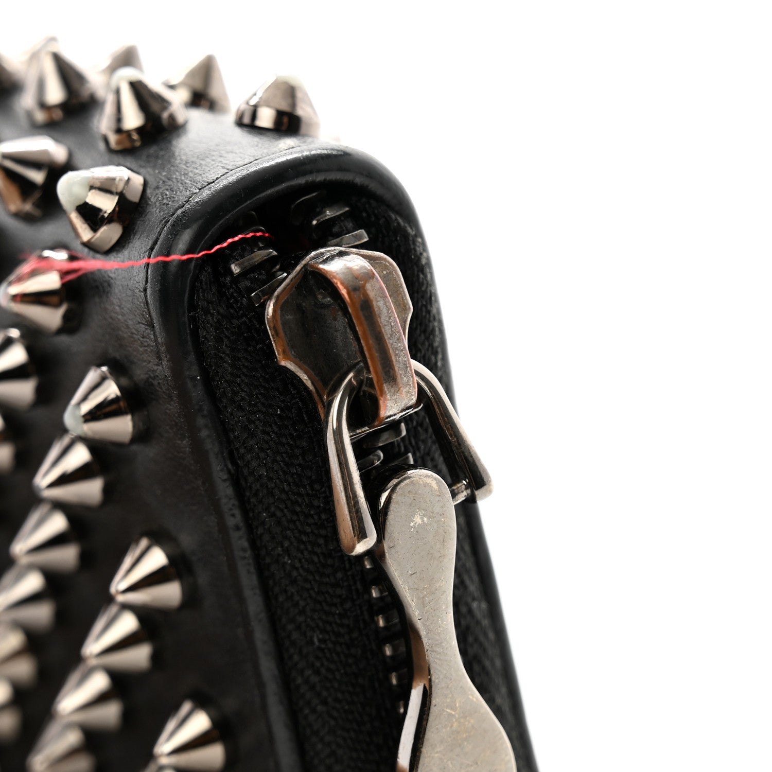 Christian Louboutin Calfskin Panettone Spiked Zip Around Wallet Black 10 of 13