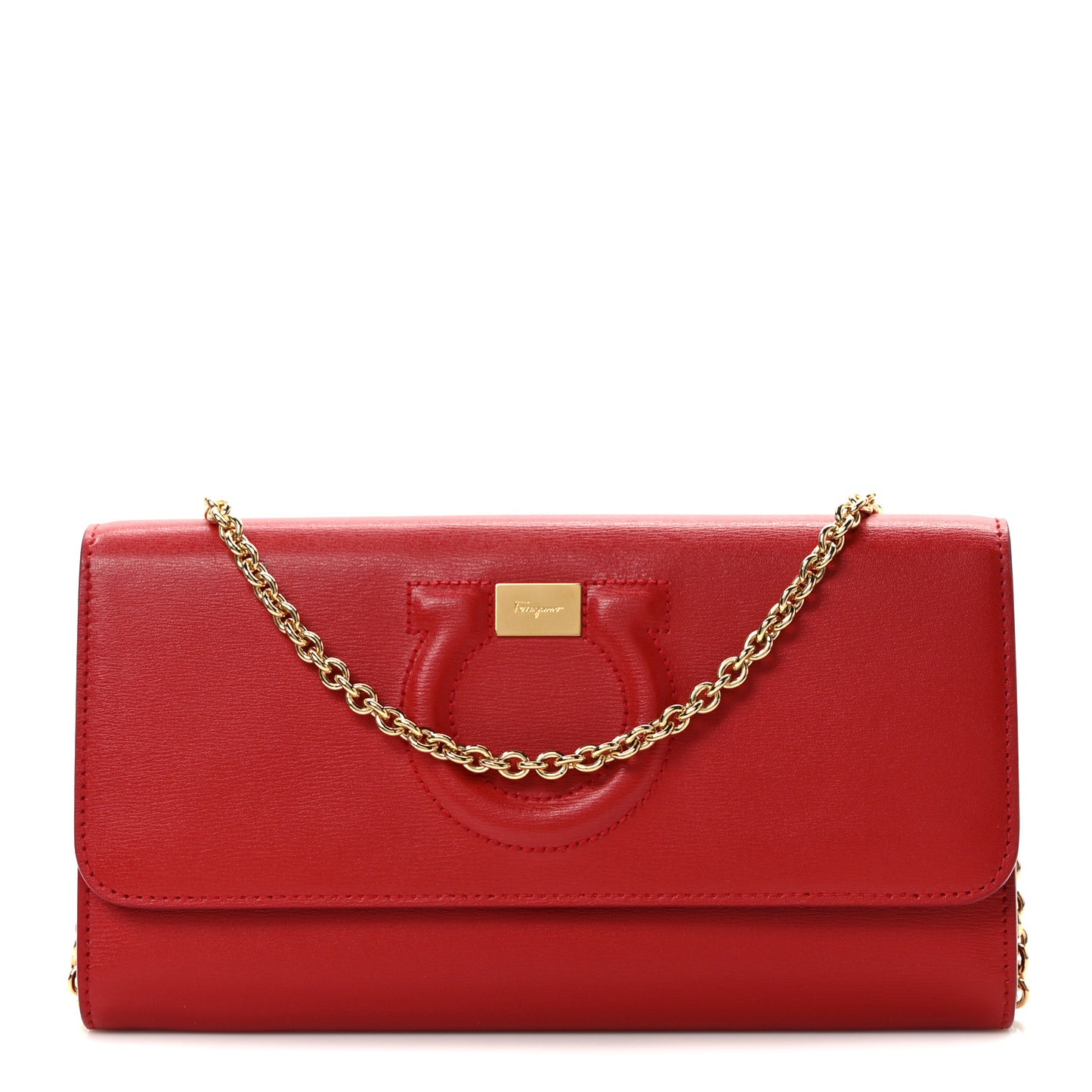 Calfskin City Wallet On Chain Red