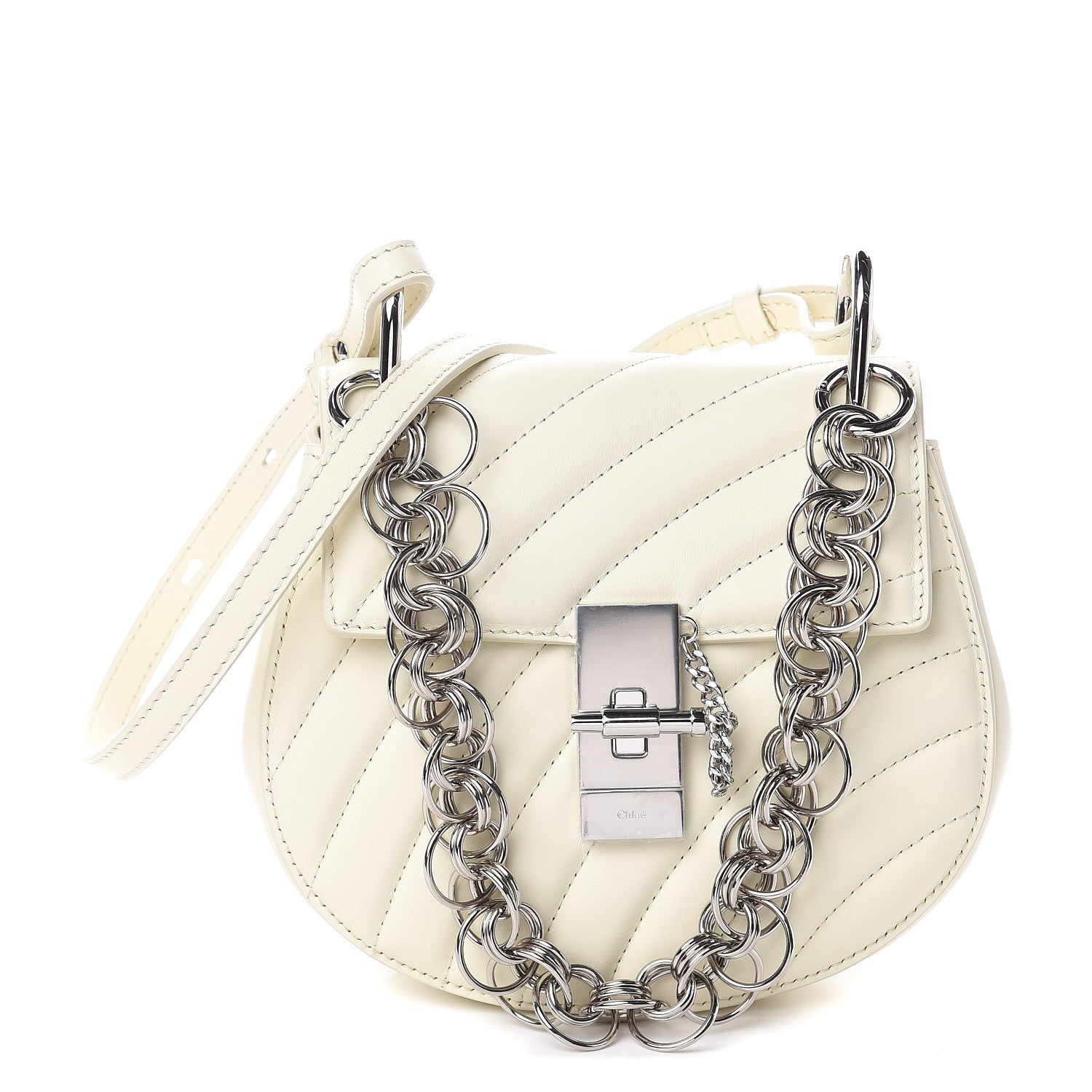 Chloe Calfskin Quilted Mini Drew Bijou Shoulder Bag Natural White 1 of 7