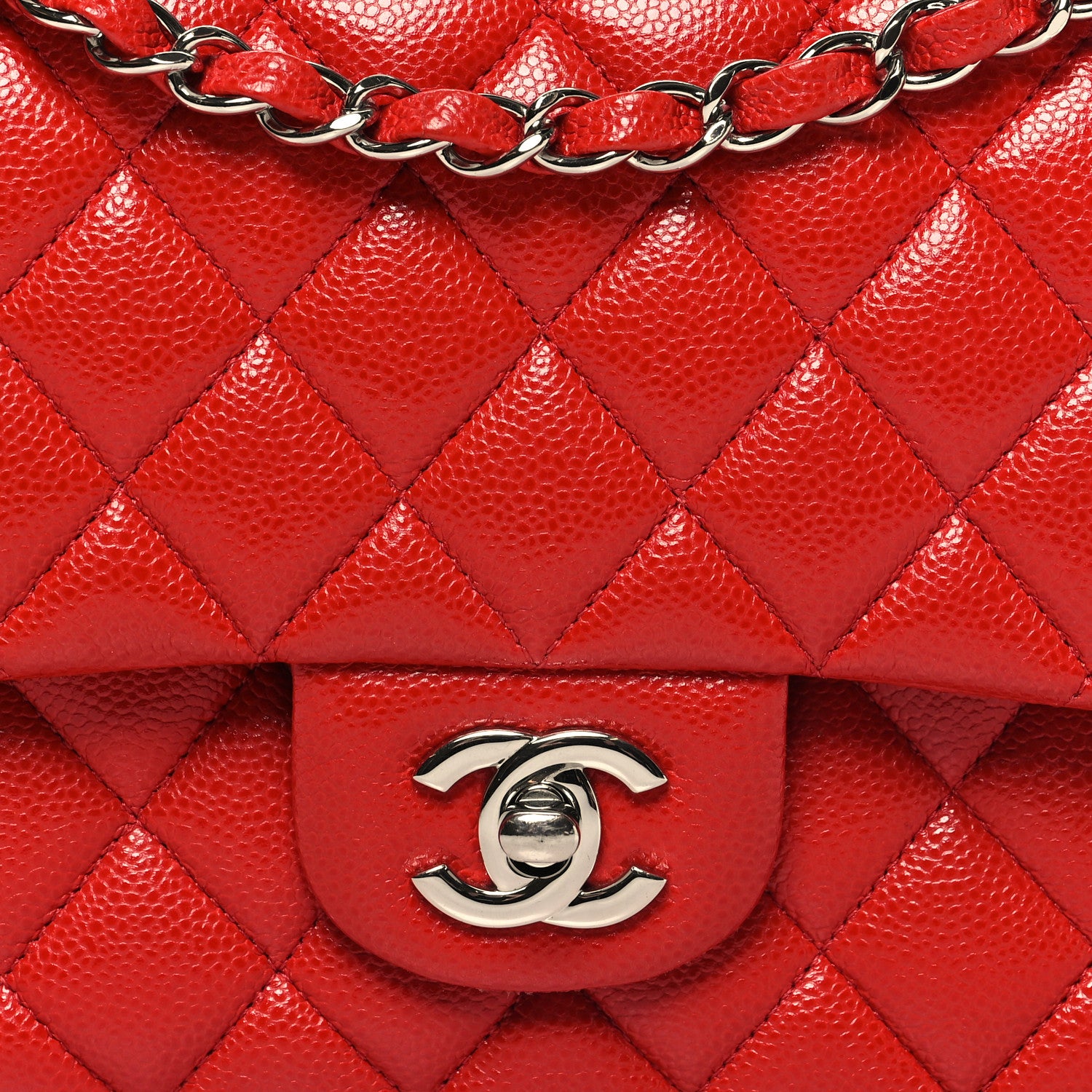Chanel Caviar Quilted Medium Double Flap Red 8 of 10