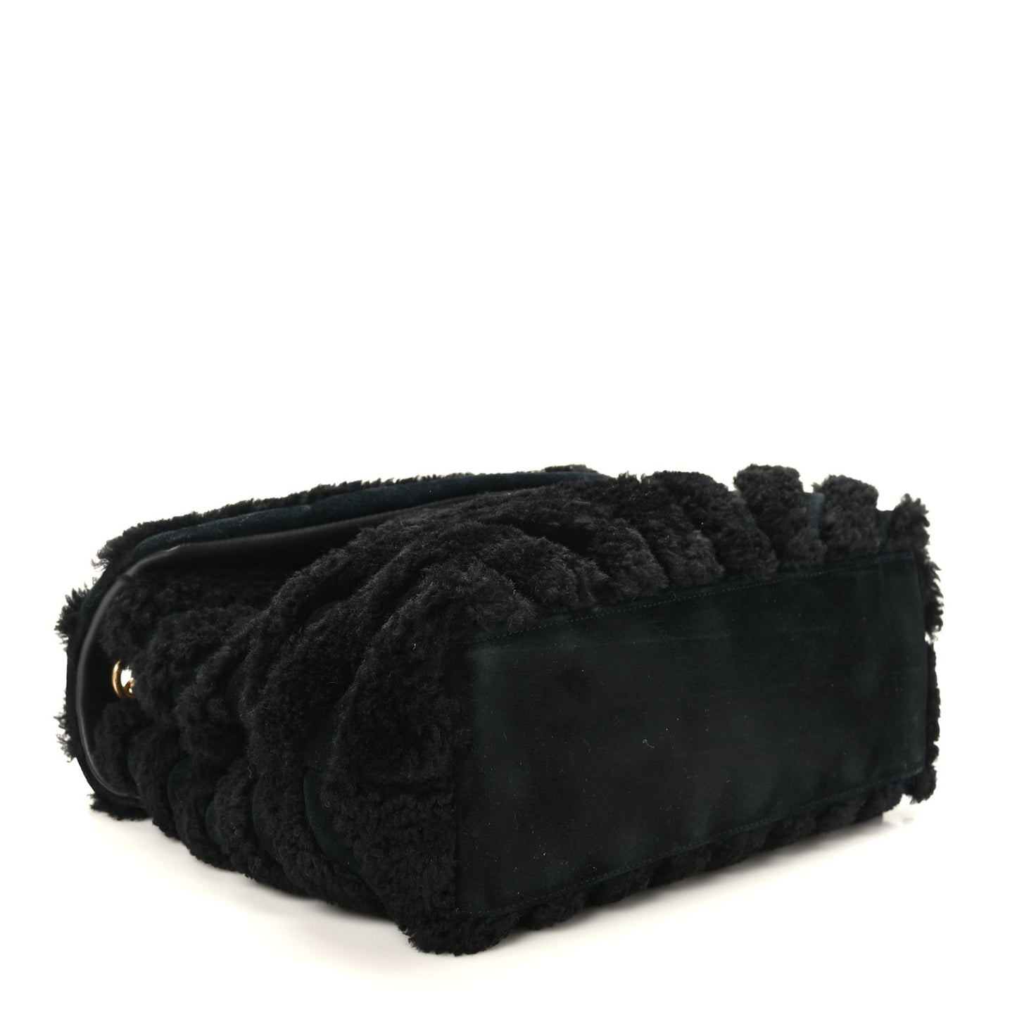 Shearling Y Quilted Monogram Medium Loulou Chain Satchel Black