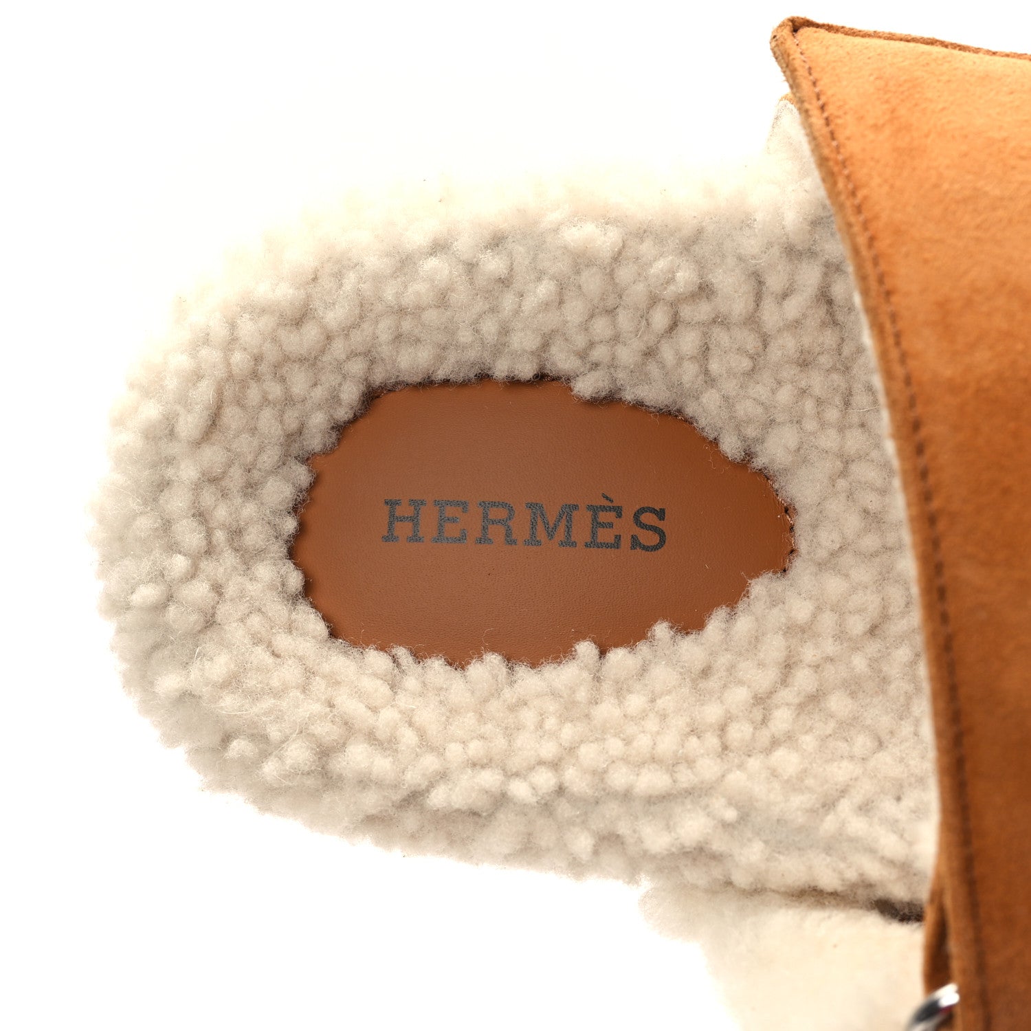 Hermes Suede Goatskin Woolskin Womens Chypre Sandals 37 Naturel Ecru 7 of 8