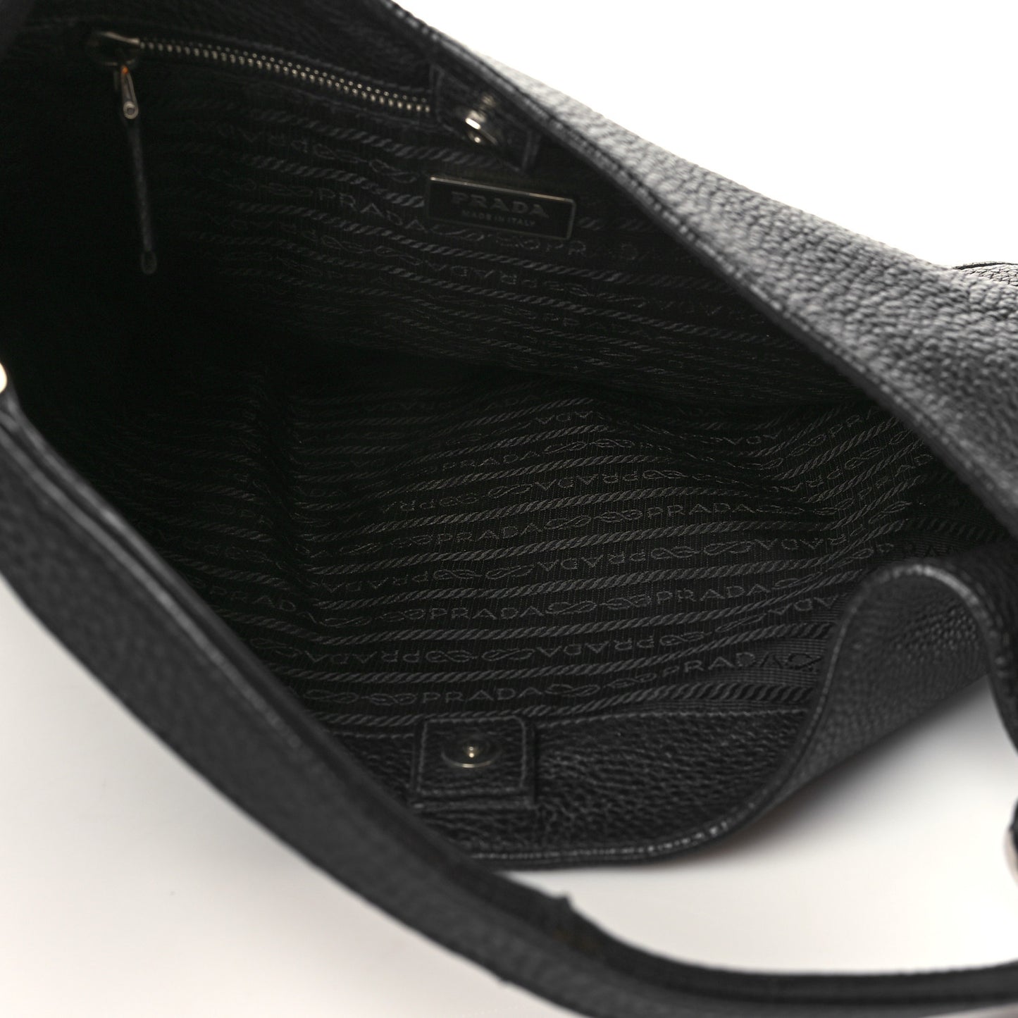 Vitello Daino Embossed Logo Hobo Black