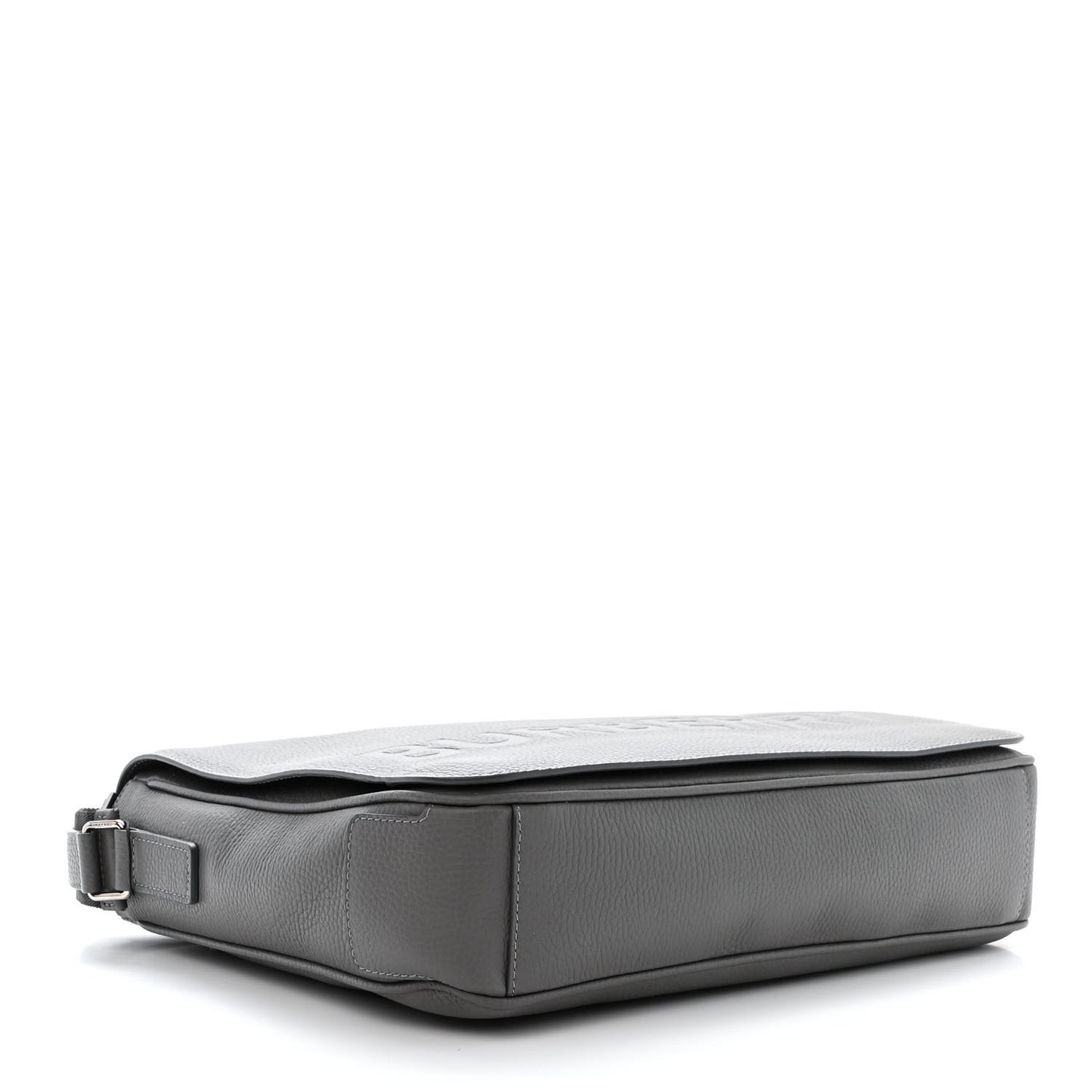 Grainy Calfskin Embossed Bruno Messenger Charcoal Grey