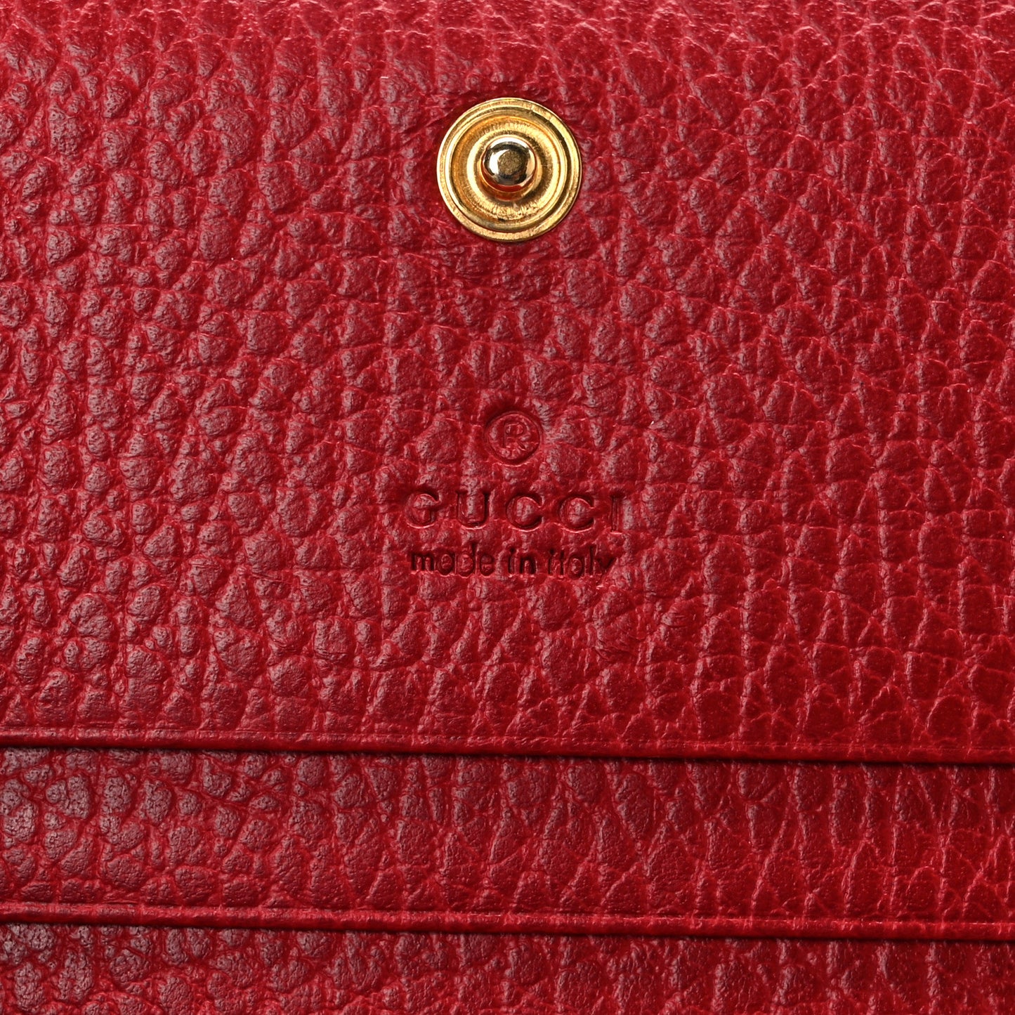 Pebbled Calfskin GG Marmont Card Case Hibiscus Red