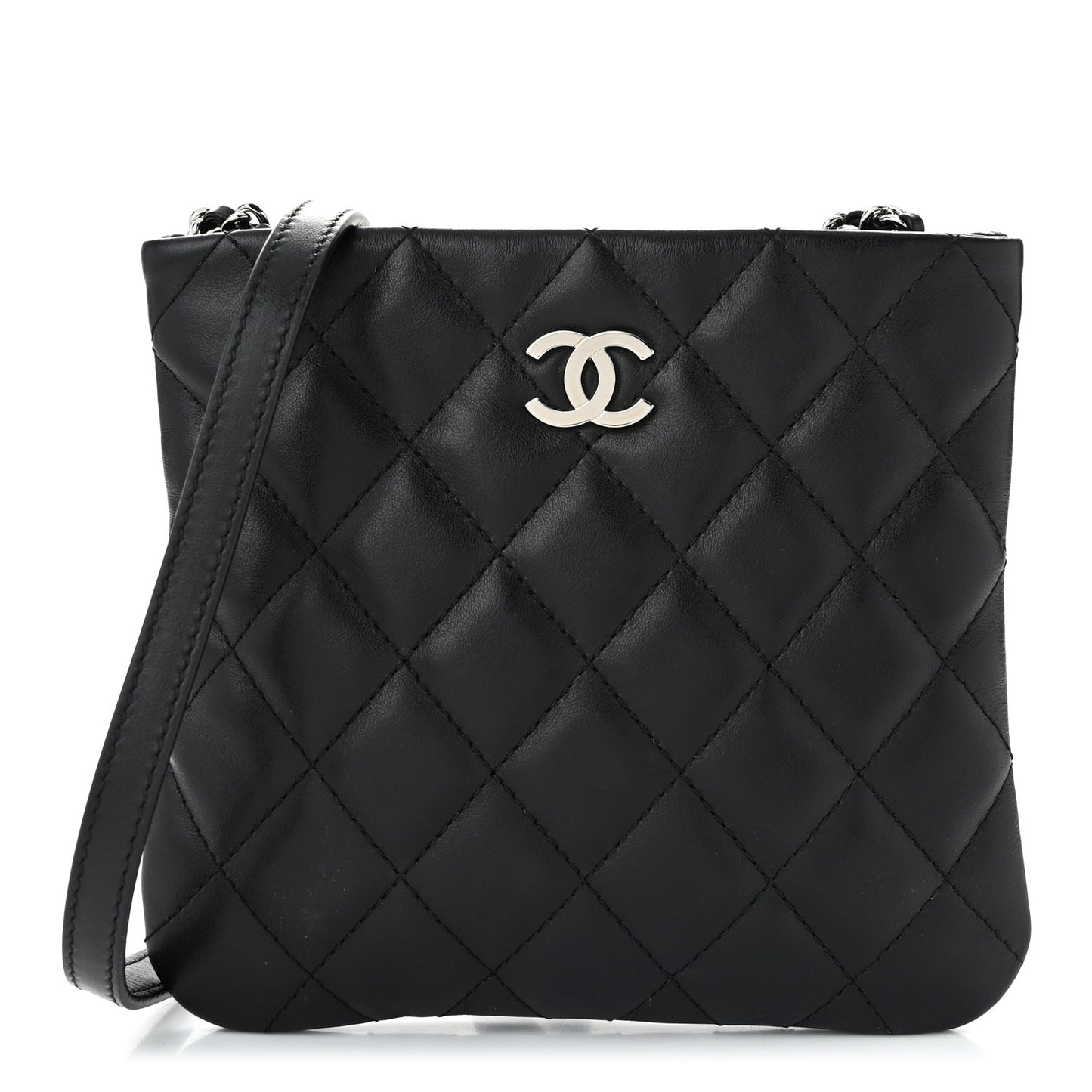 Calfskin Quilted Crossbody Bag Black