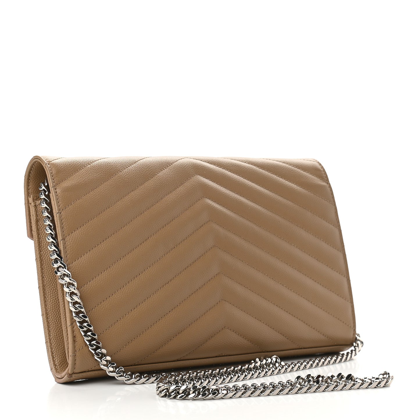 Grain De Poudre Matelasse Chevron Monogram Chain Wallet Nude Powder