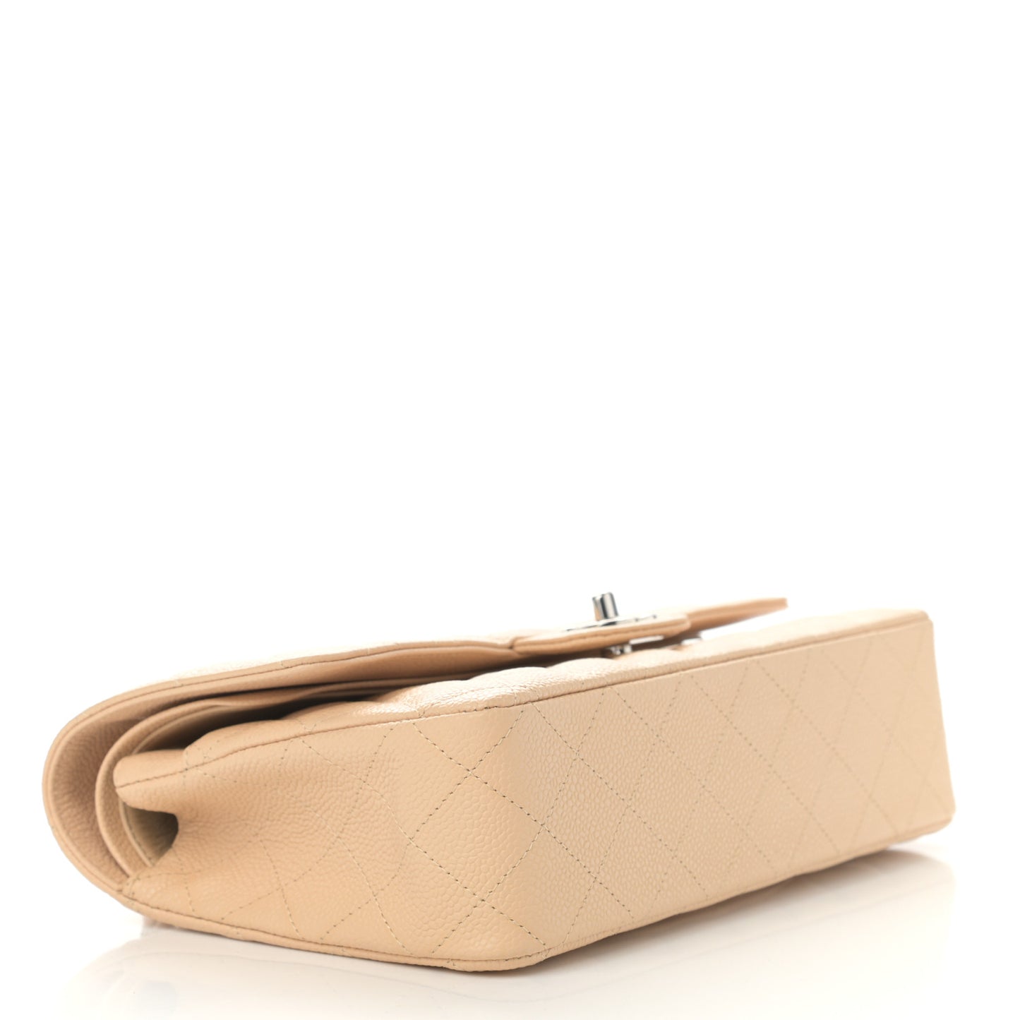 Caviar Quilted Medium Double Flap Light Beige