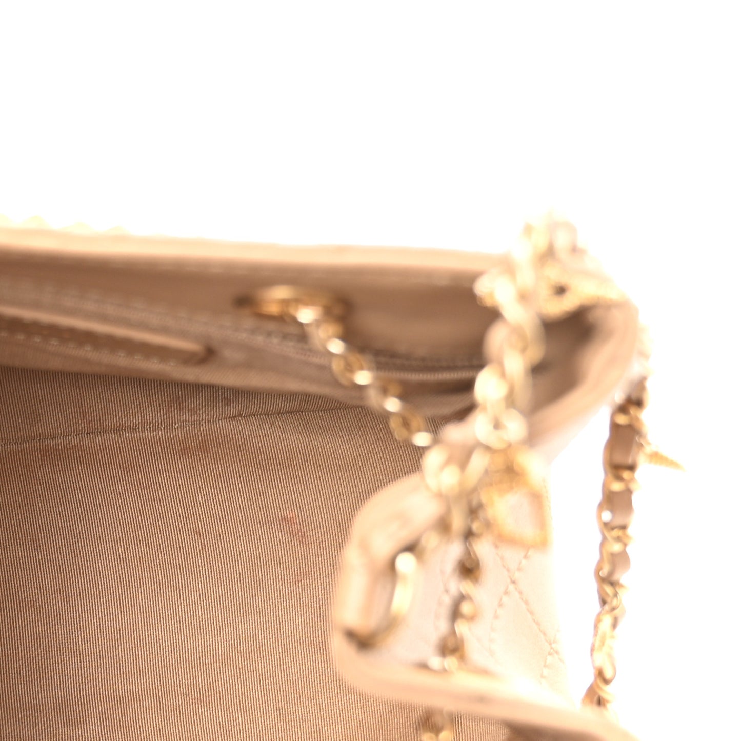 Calfskin Stitched Small Egyptian Amulet Drawstring Bag Beige