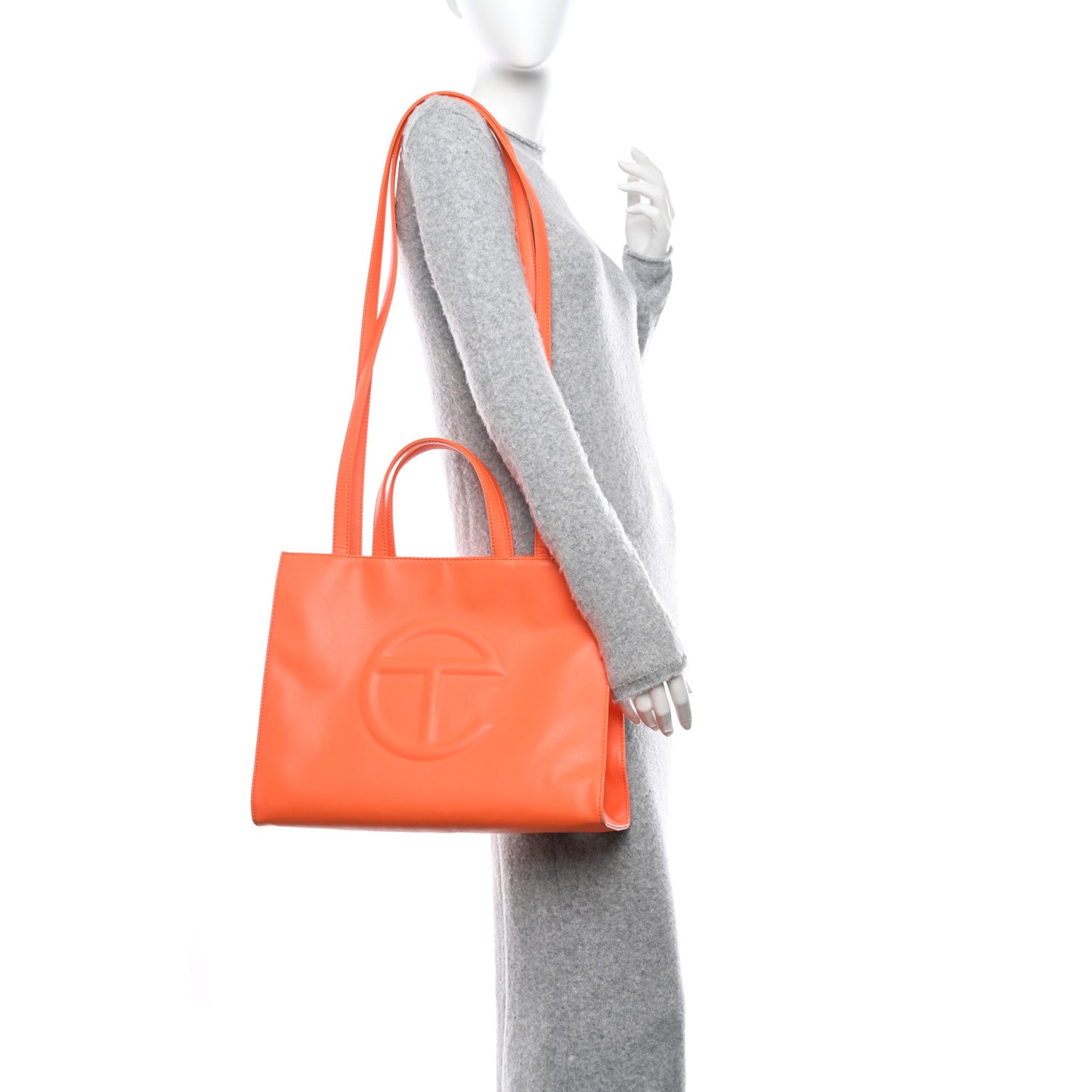 Vegan Leather Medium Shopping Bag Orange