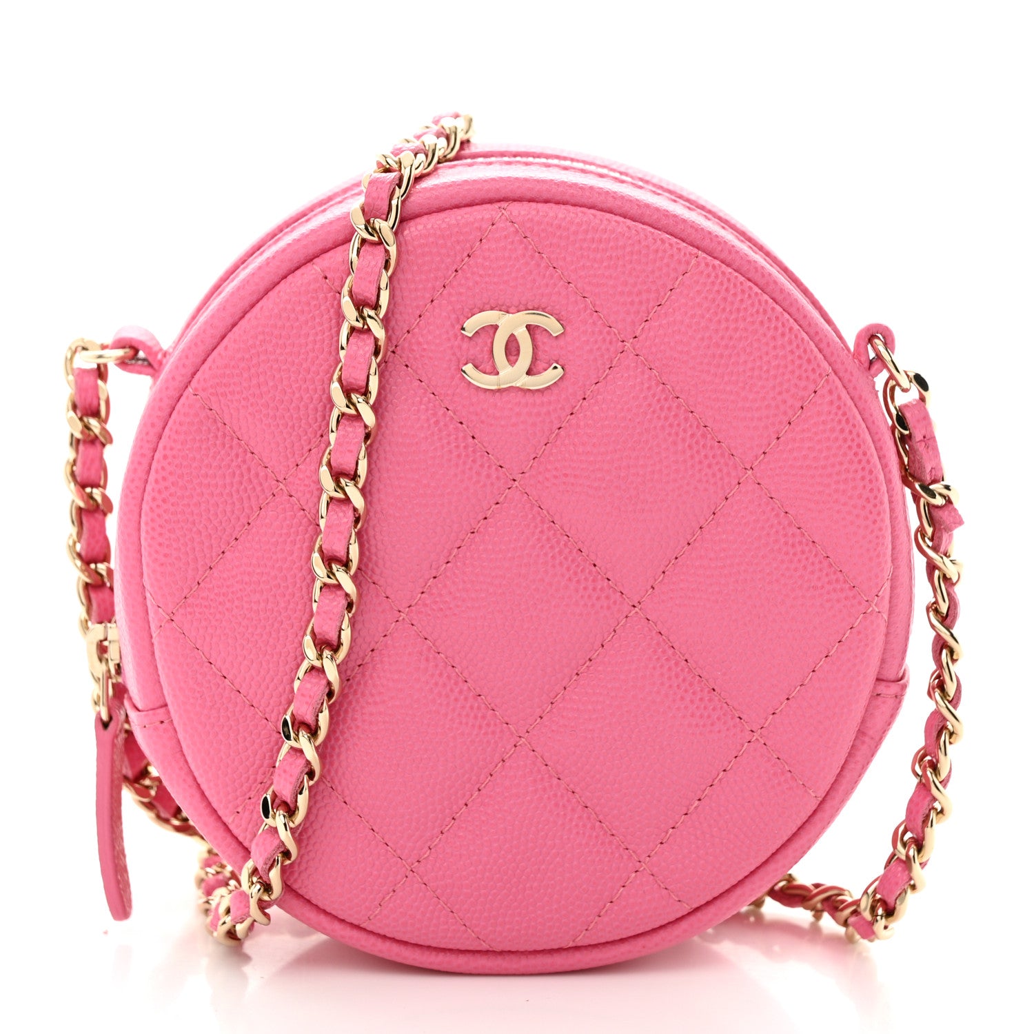 Chanel Caviar Quilted Round Clutch With Chain Pink 1 of 11
